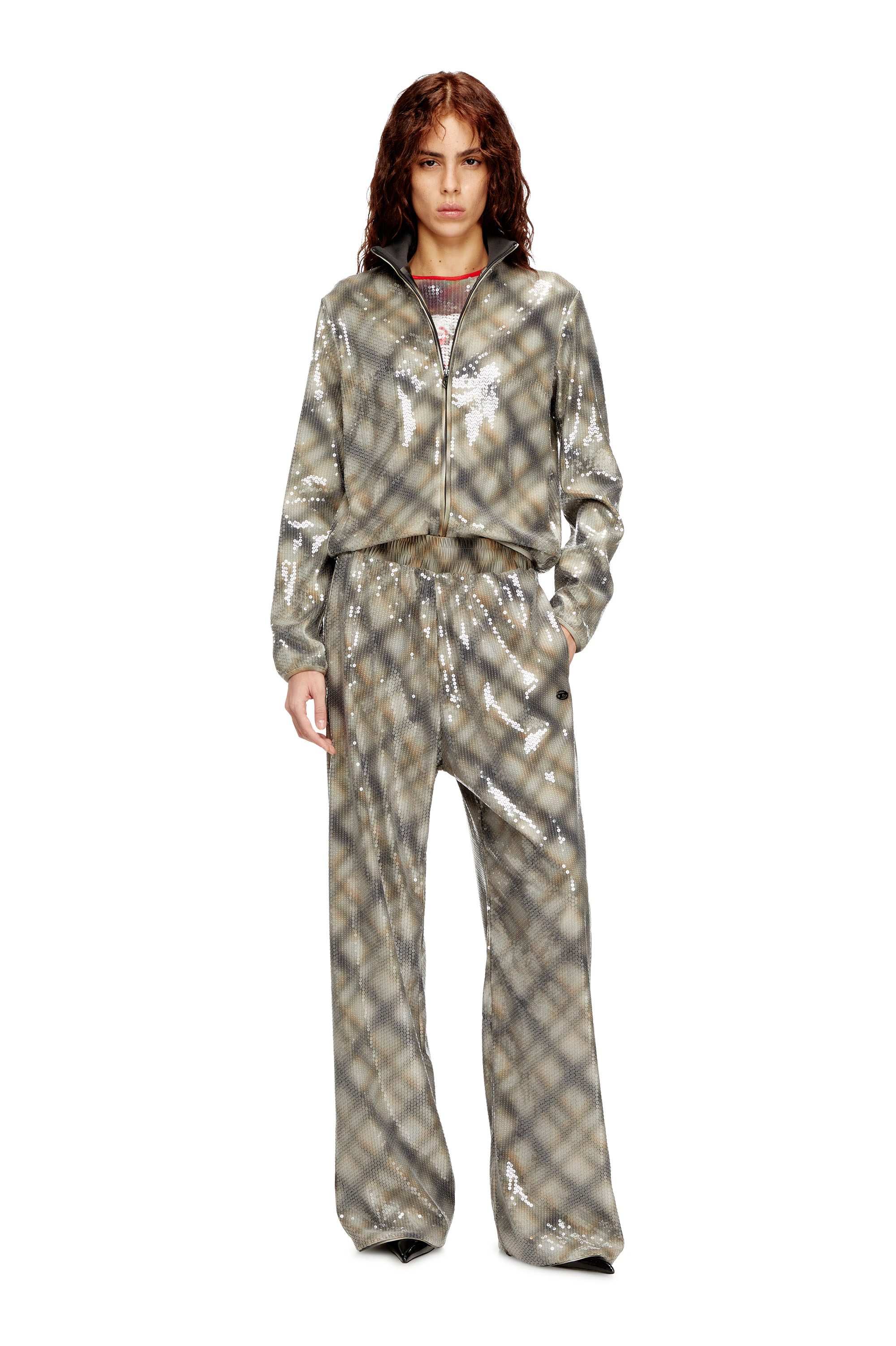 Diesel - P-ERQUEEN, Pantalon à sequins avec motif à carreaux Femme in ToBeDefined - 2