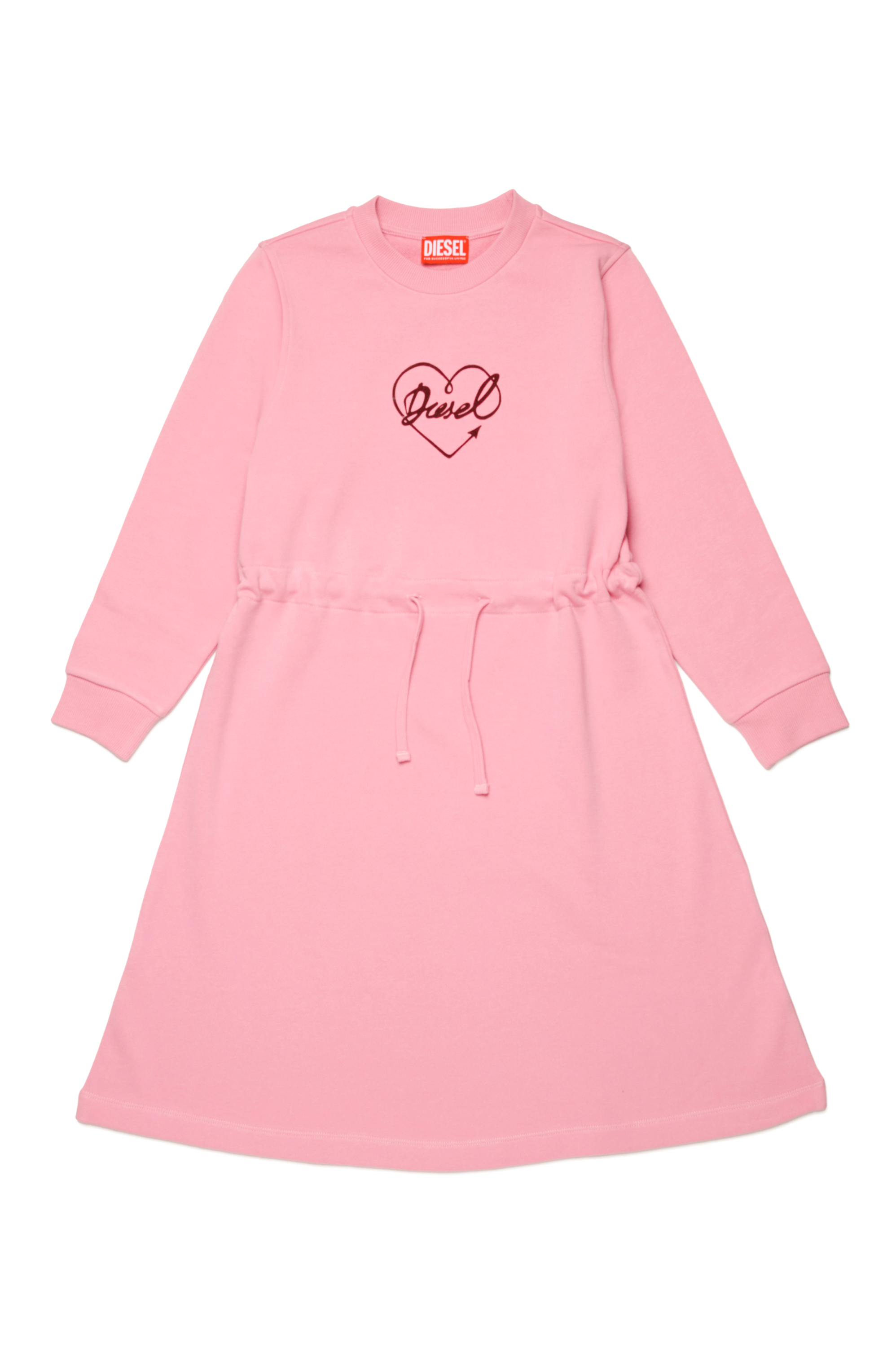 Diesel - DISSY, Robe sweat-shirt avec logo cœur floqué Femme in Rose - 1