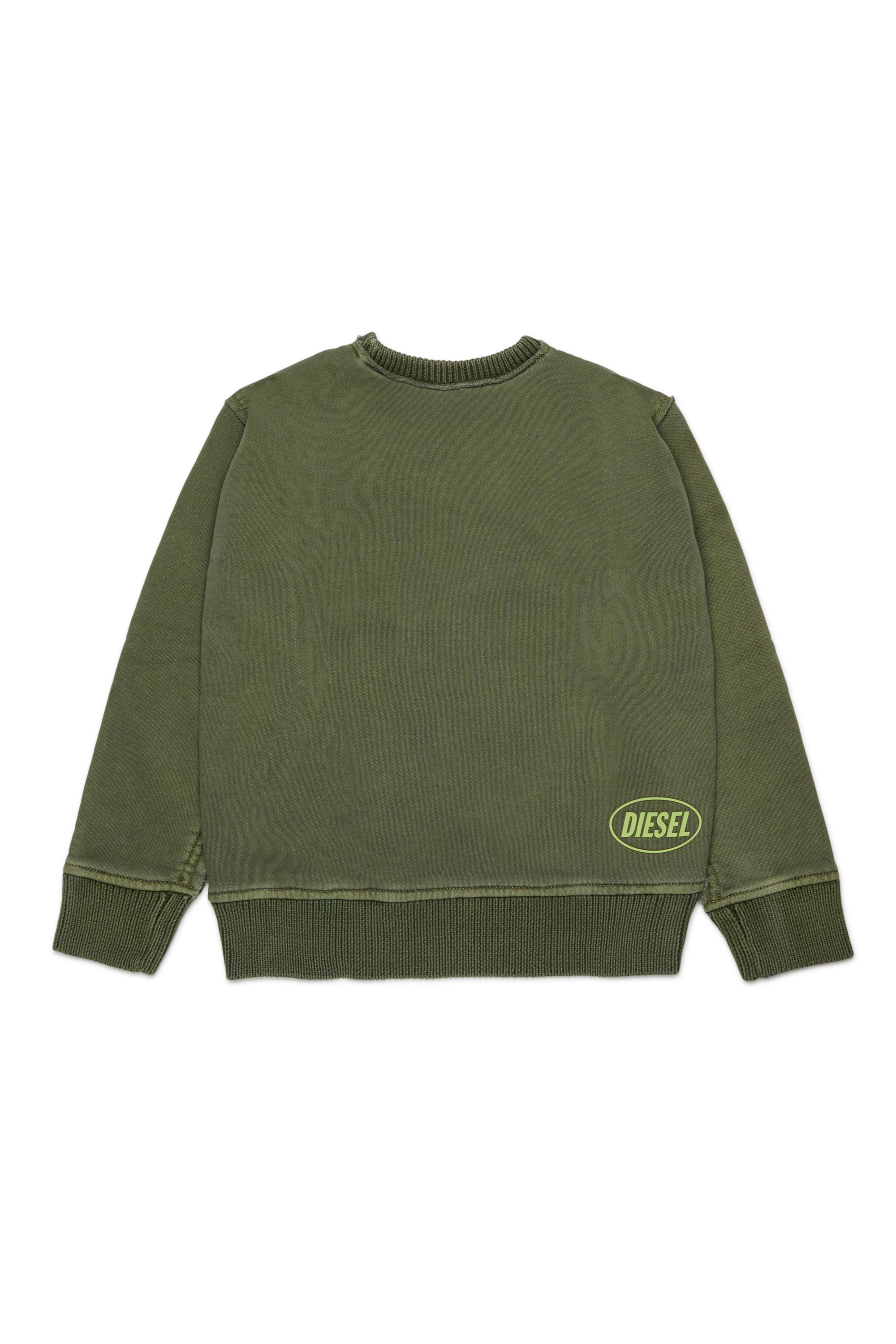 Diesel - KOBERTOROUND OVER, Pull col rond en coton avec logo Homme in Vert - 2