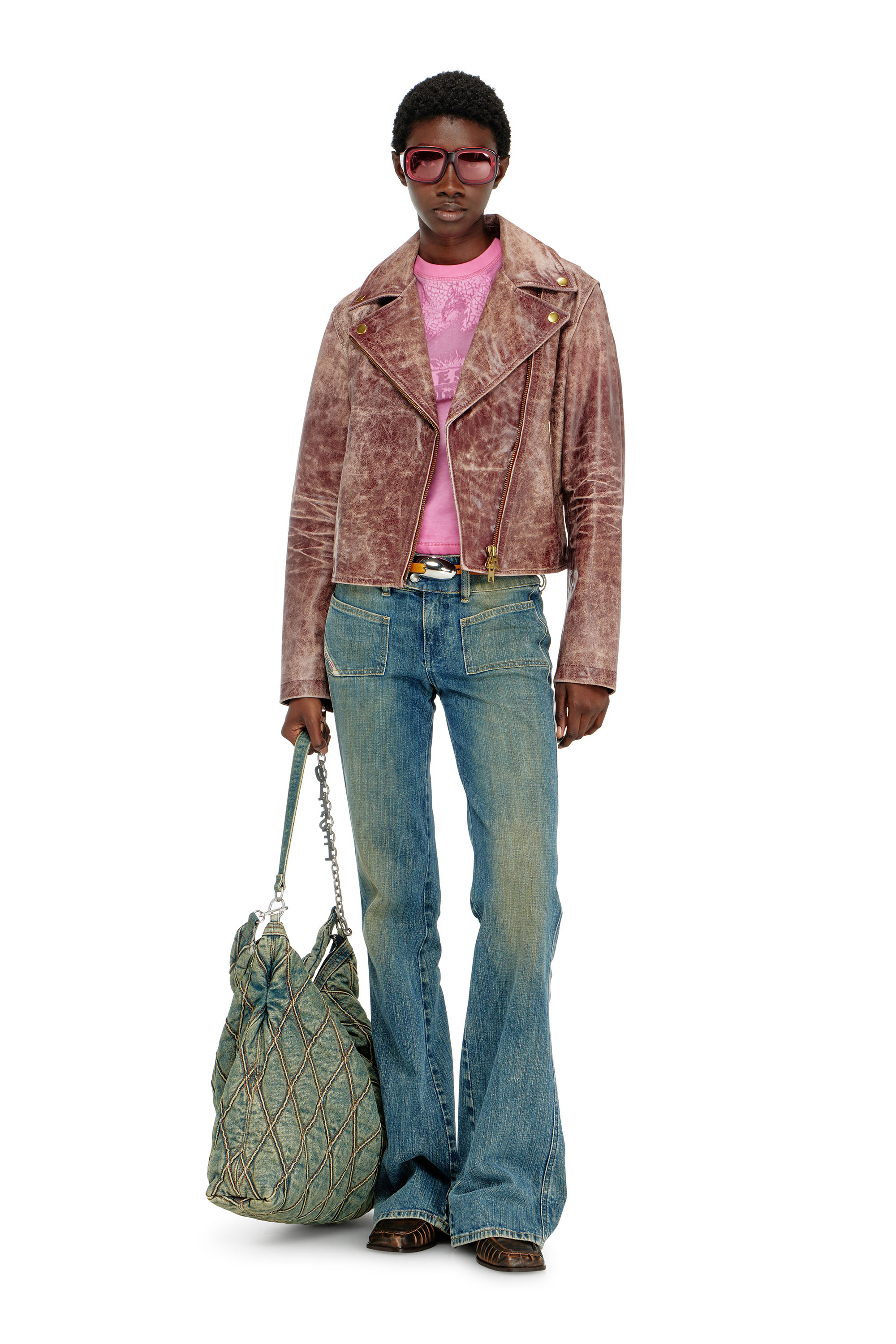 Diesel - T-ILA-AA7, T-shirt slim avec d&eacute;vor&eacute; Phoenix Femme in Rose - 2