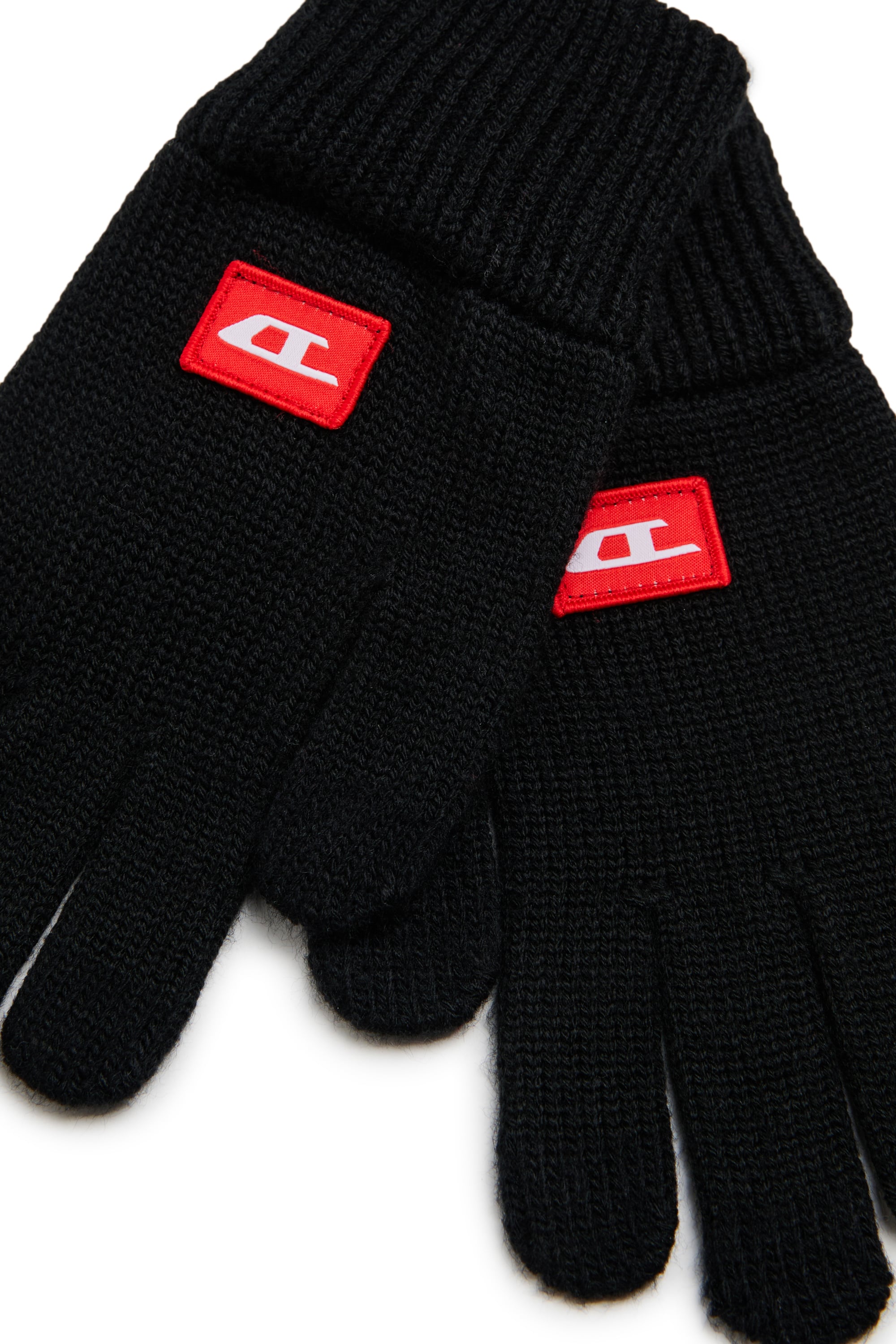 Diesel - NLOT, Gants tactiles en maille m&eacute;lang&eacute;e laine Mixte in Noir - 2