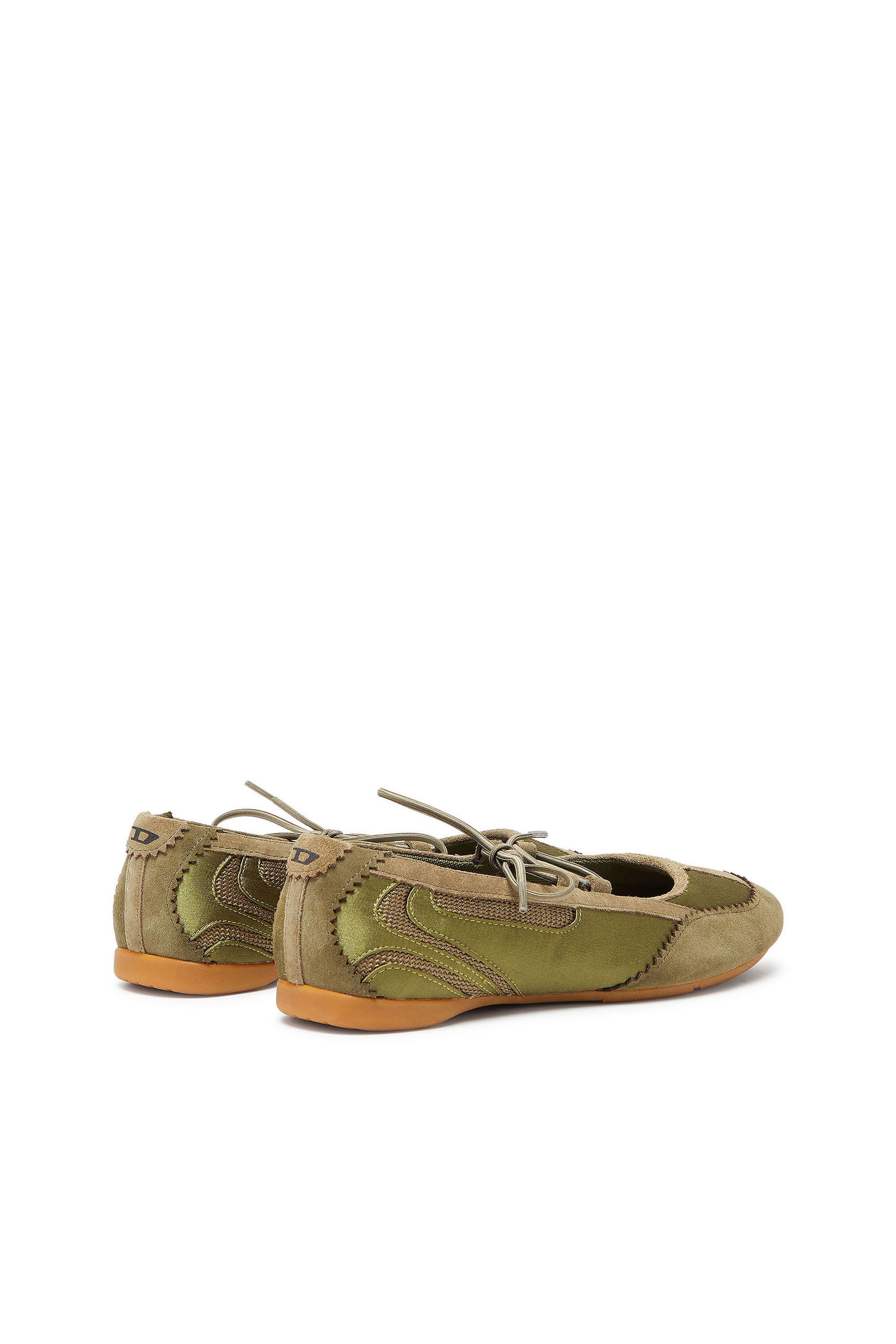 Diesel - D-MILE BALLERINA LACE UP II W, D-Mile - Ballerines &agrave; lacets en cuir et mesh Femme in Vert - 3