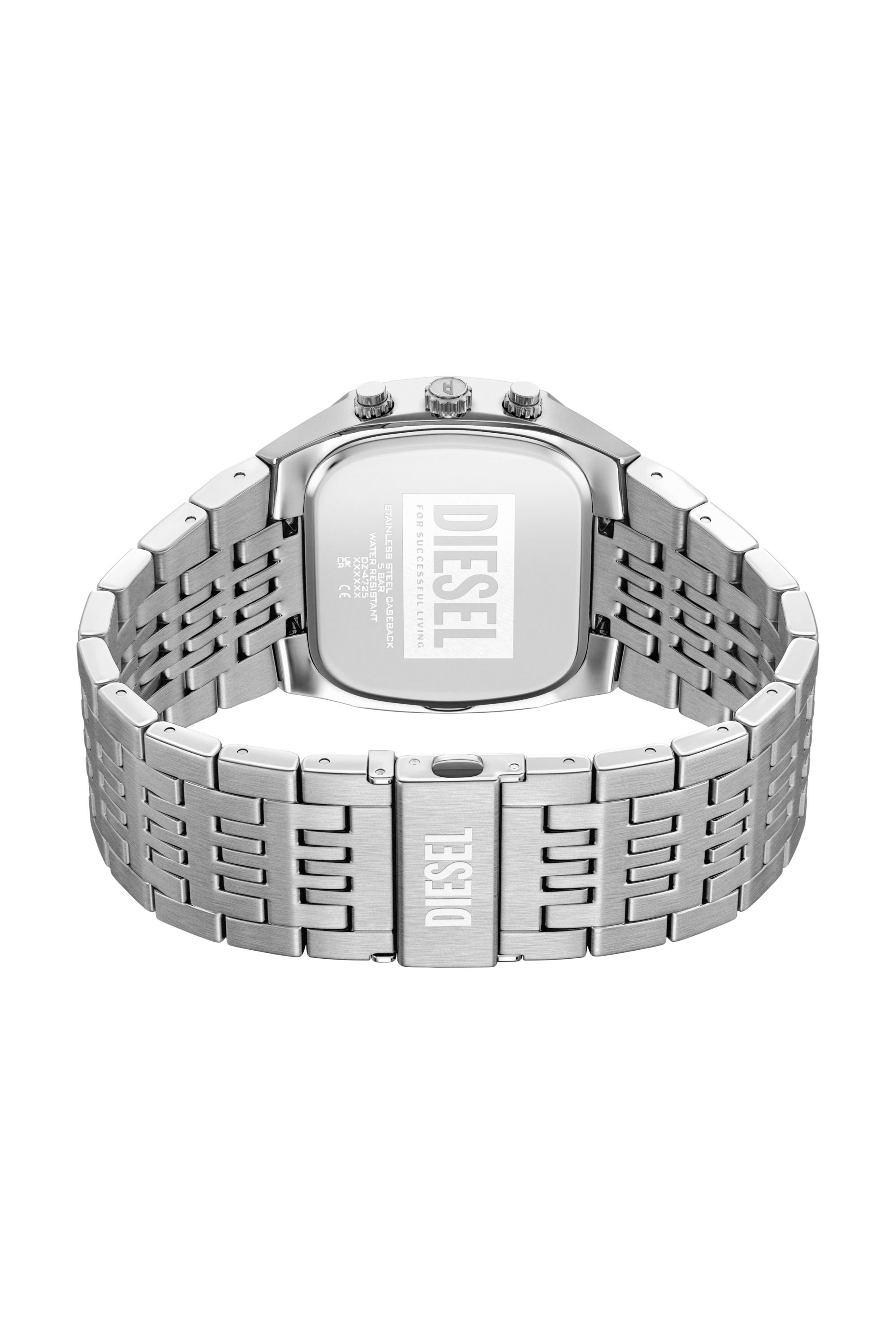 Diesel - DZ4725 WATCH, Montre Spiked Cushion en acier inoxydable Homme in Gris argent&eacute; - 4
