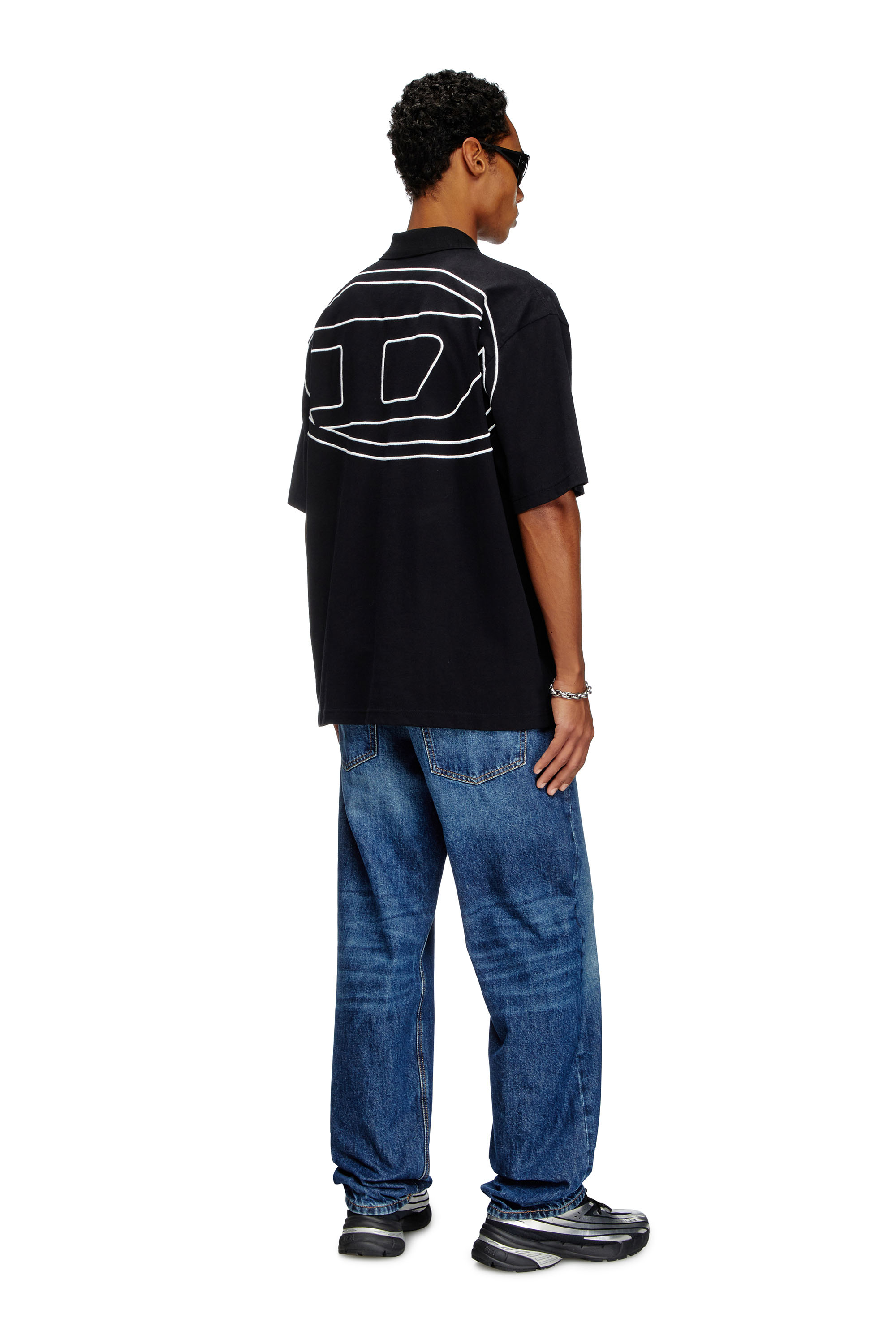 Diesel - T-VORT-MEGOVAL-D, Polo avec maxi oval D brodé Homme in Noir - 2