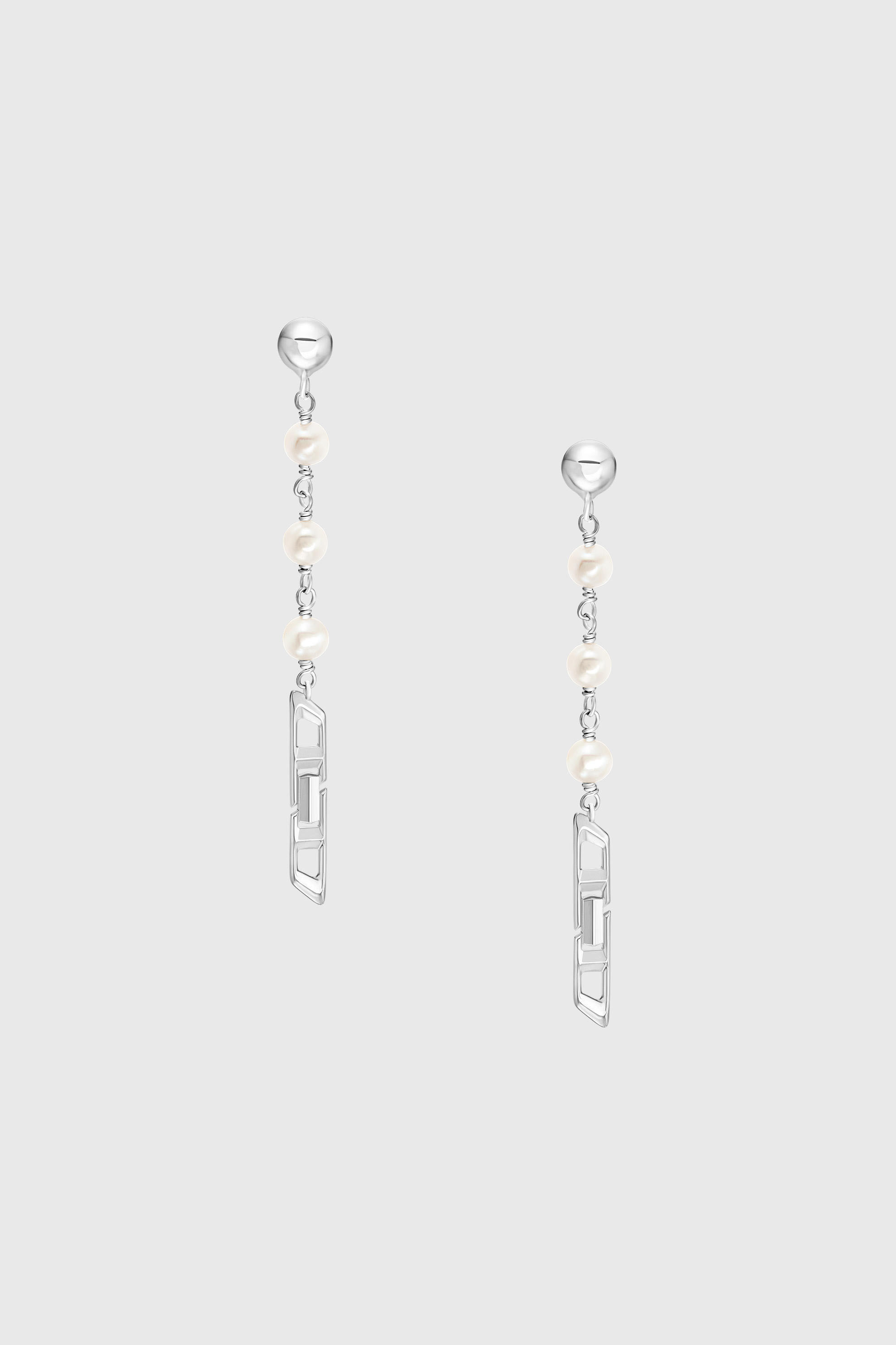 Diesel - DL1371040, Boucles d'oreilles pendantes en argent sterling et perles Mixte in Gris argent&eacute; - 2