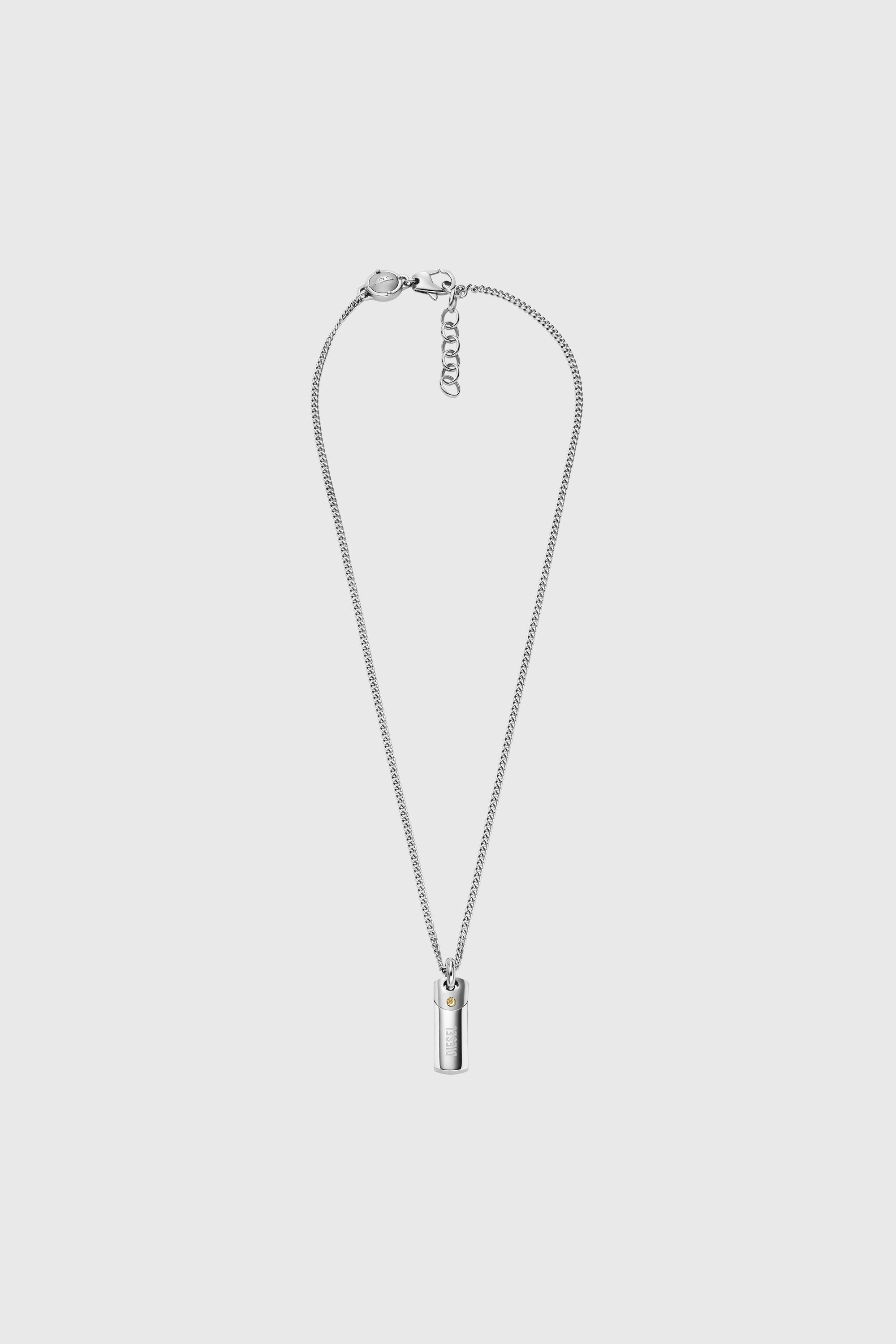 Diesel - DX1116, Collier avec plaque en acier Homme in Gris argent&eacute; - 1