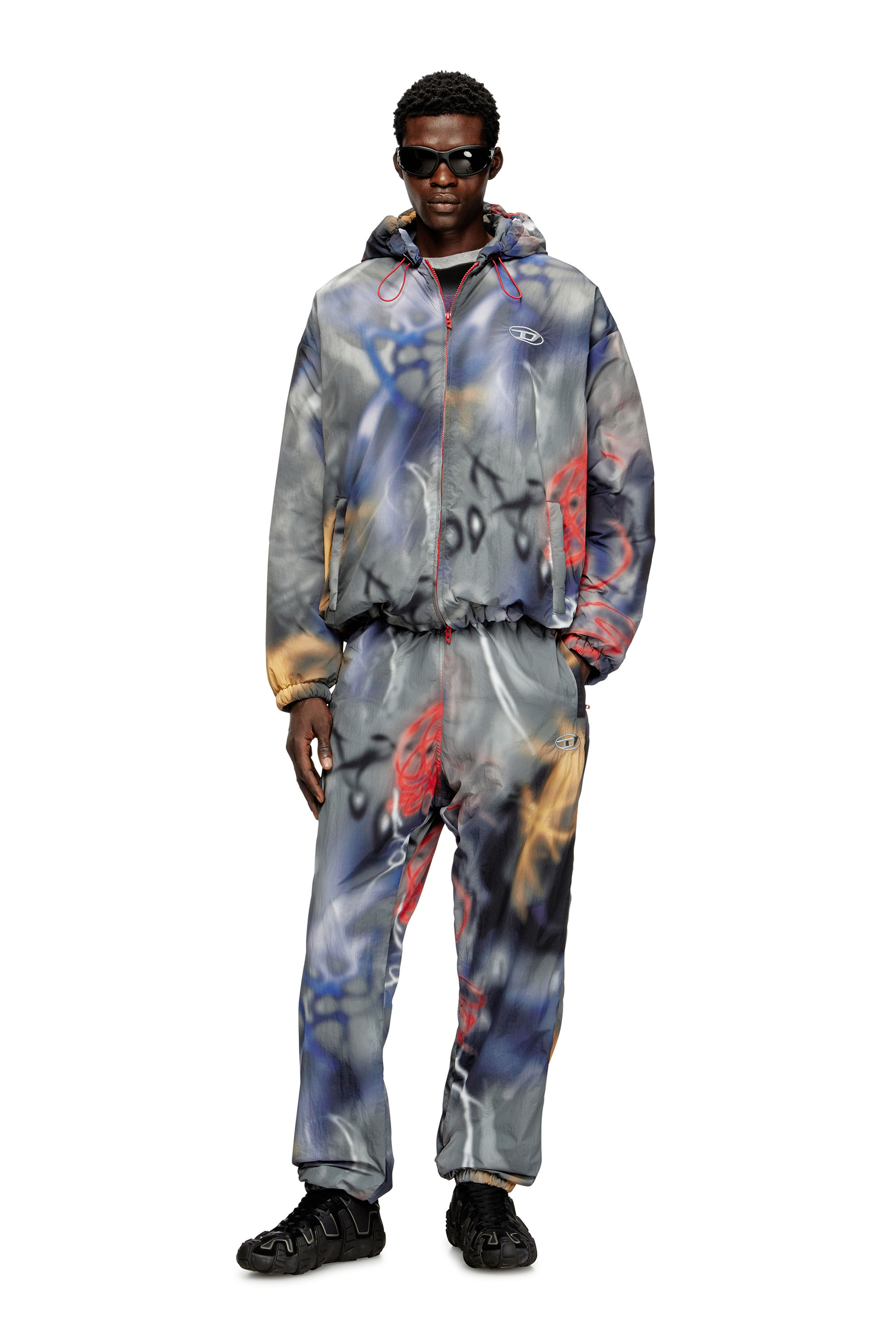 Diesel - J-MIRR, Padded windbreaker with graffiti print Homme in Polychrome - 2