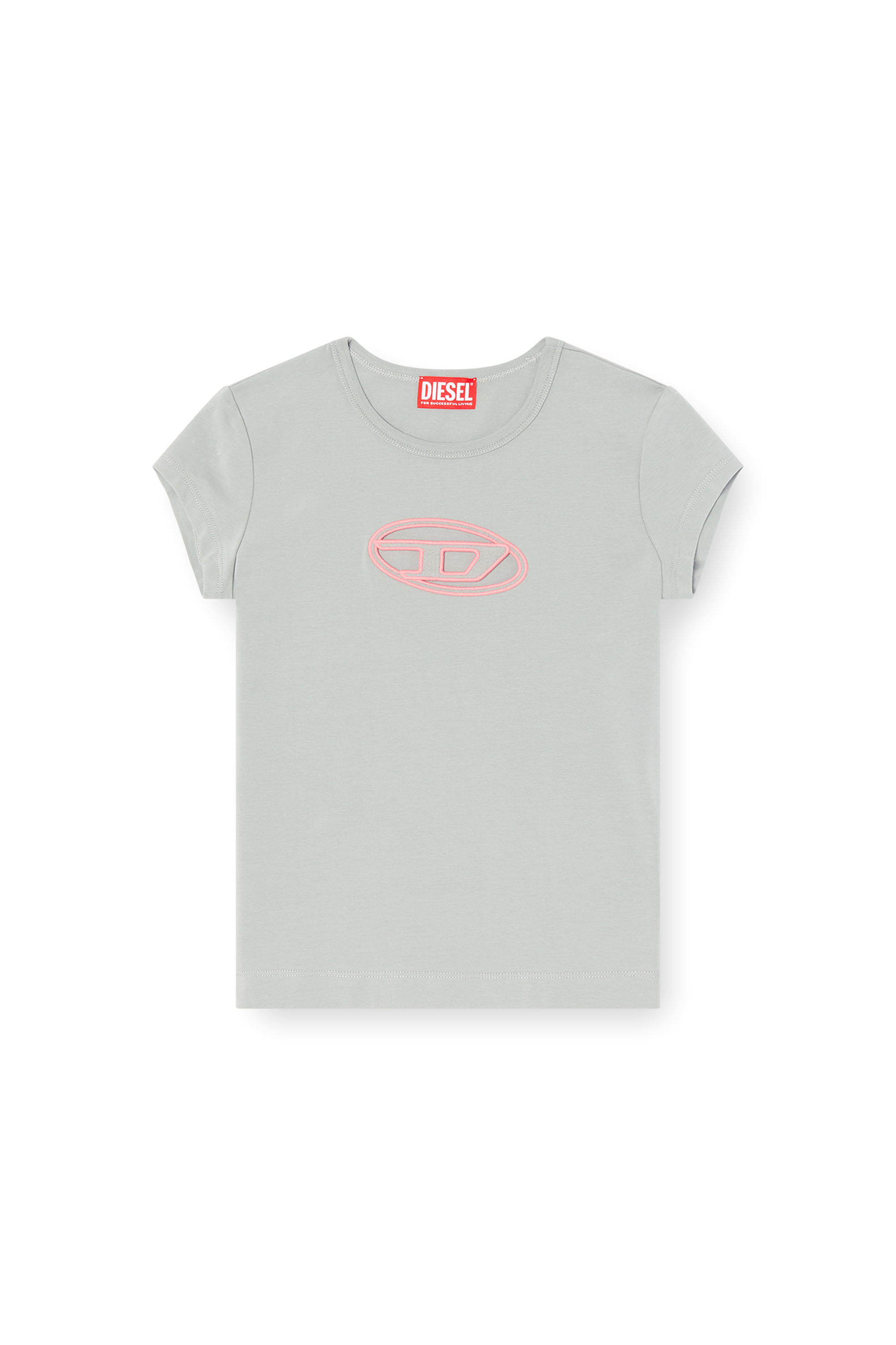 Diesel - T-ANGIE, T-shirt avec logo peek-a-boo Femme in Gris - 3