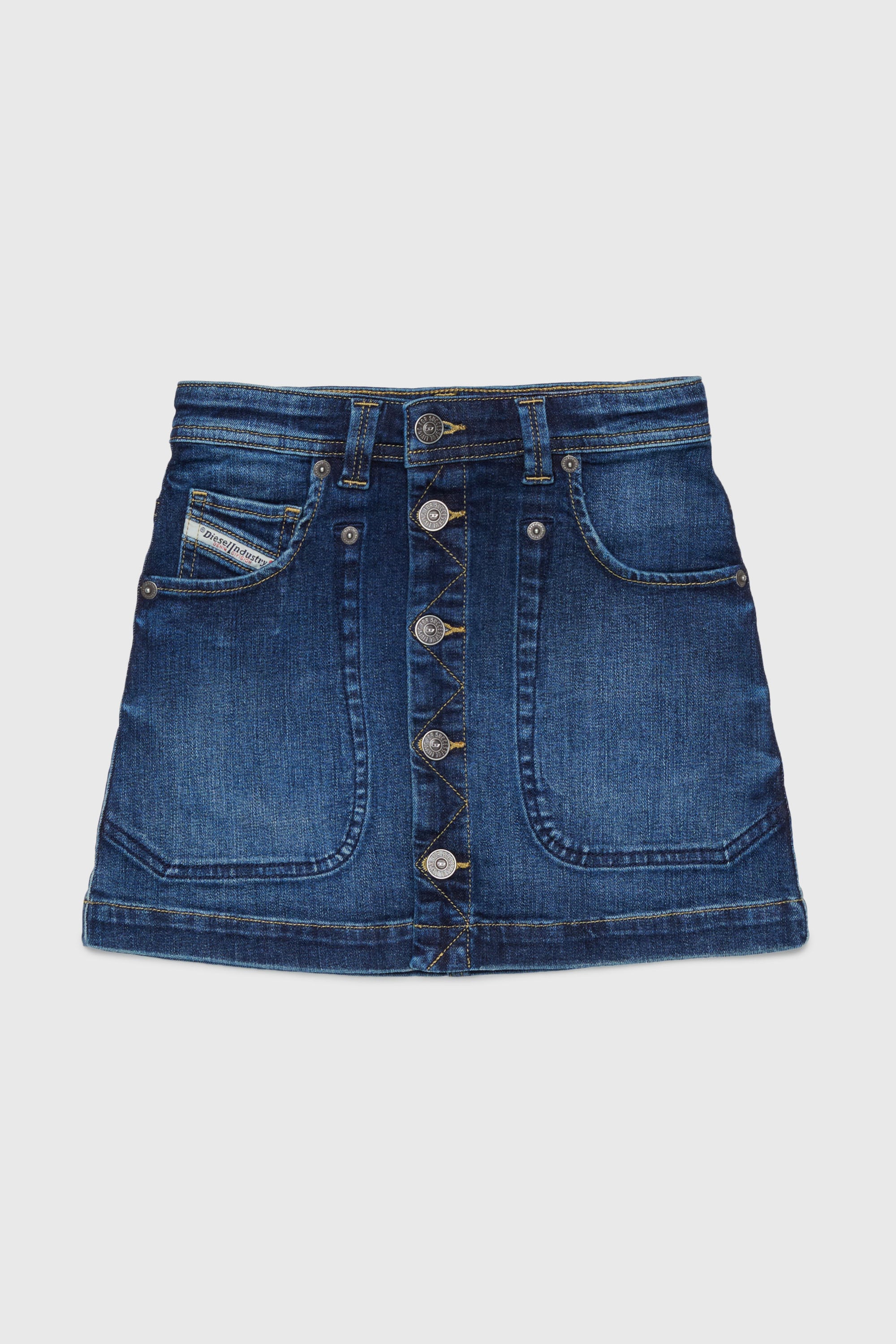 Diesel - GEALBUS, Jupe en denim &agrave; boutons Femme in Bleu - 1