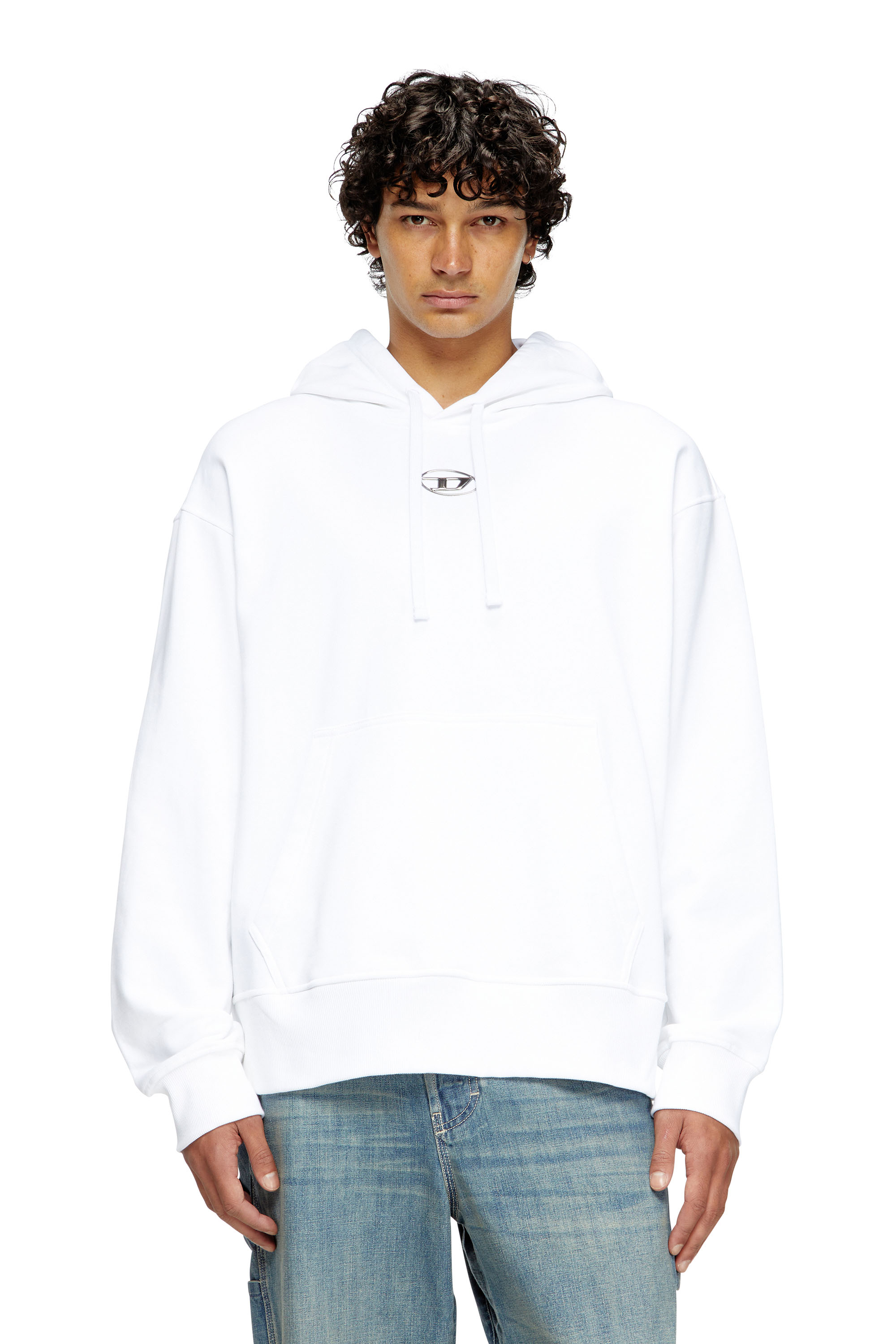 Diesel - S-MACS-HOOD-OD, Man's Oversized hoodie with metallic logo in White - 1