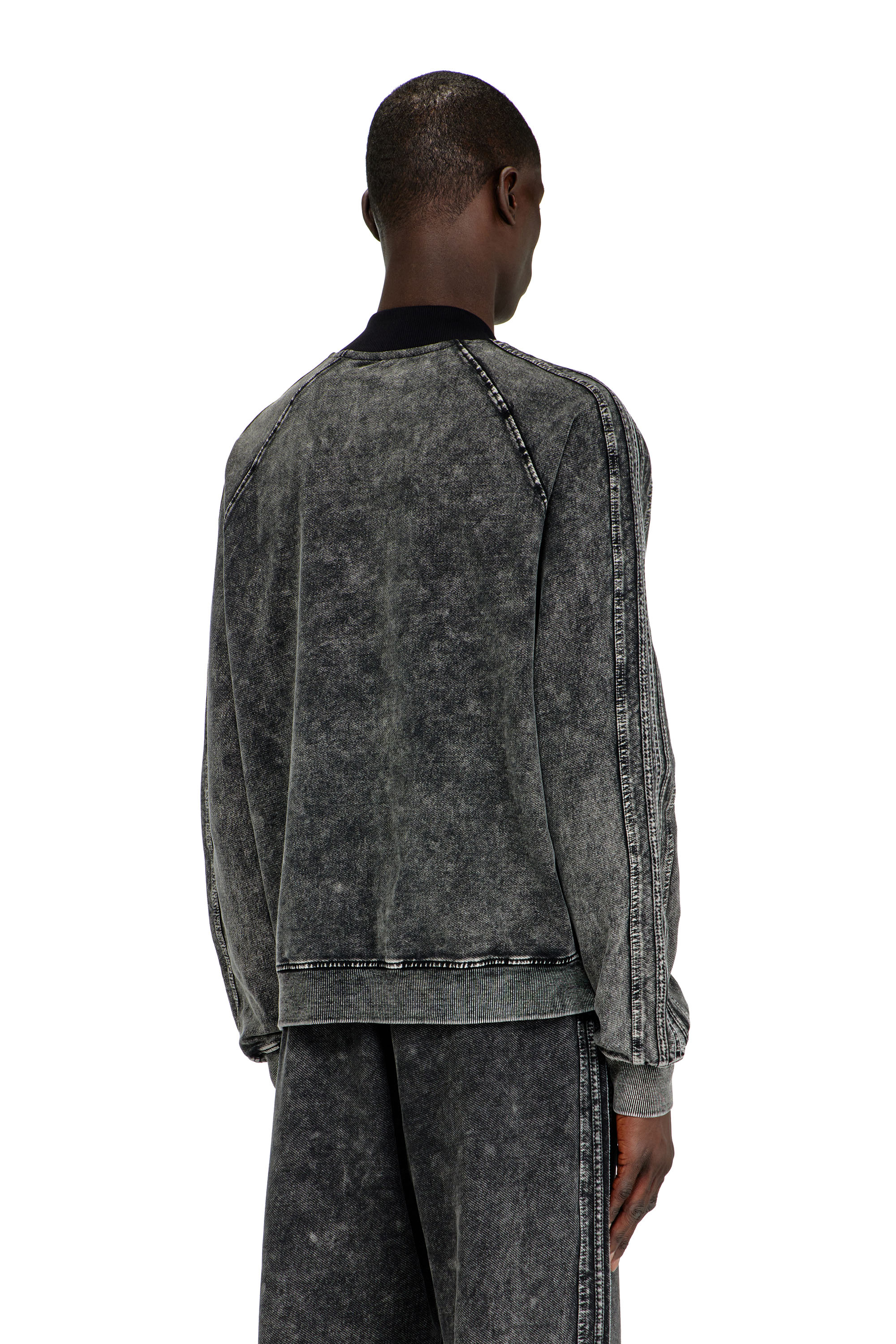 Diesel - S-ALT, Sweat-shirt zipp&eacute; avec bandes sur les manches Homme in Noir - 3