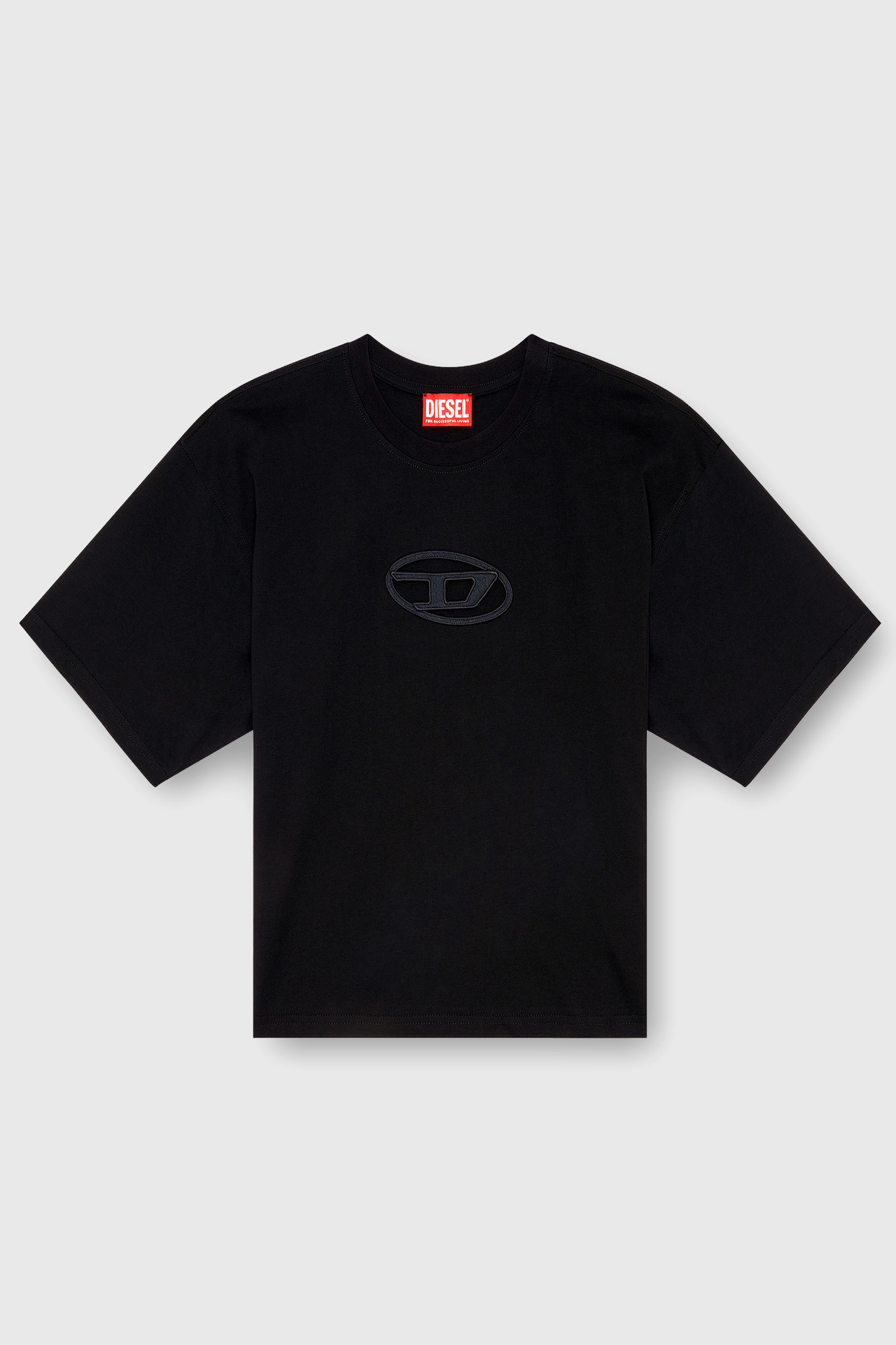 Diesel - T-BUXT-CROP-OD, T-shirt boxy avec cut-out Oval D Femme in Noir - 2