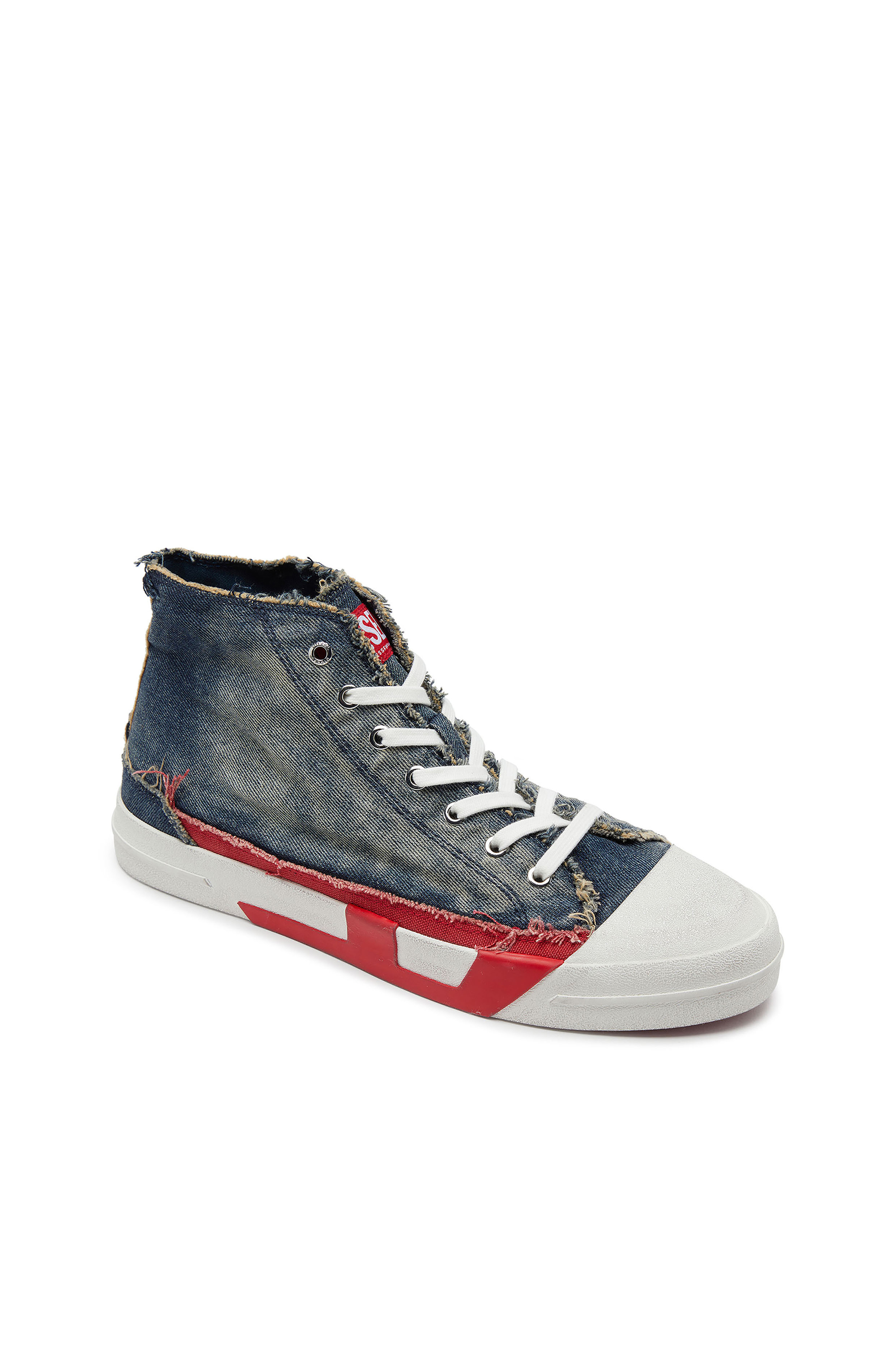 Diesel - S-D-VERSE MID II, D-Verse-Baskets montantes en denim avec logo D Homme in Bleu - 6