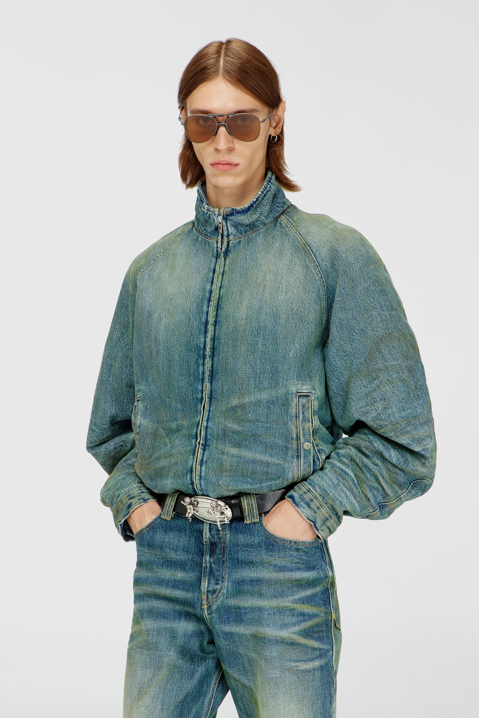 Diesel - D-BARUS-FSJ2, Veste matelass&eacute;e en denim froiss&eacute; effet us&eacute; Homme in ToBeDefined - 1