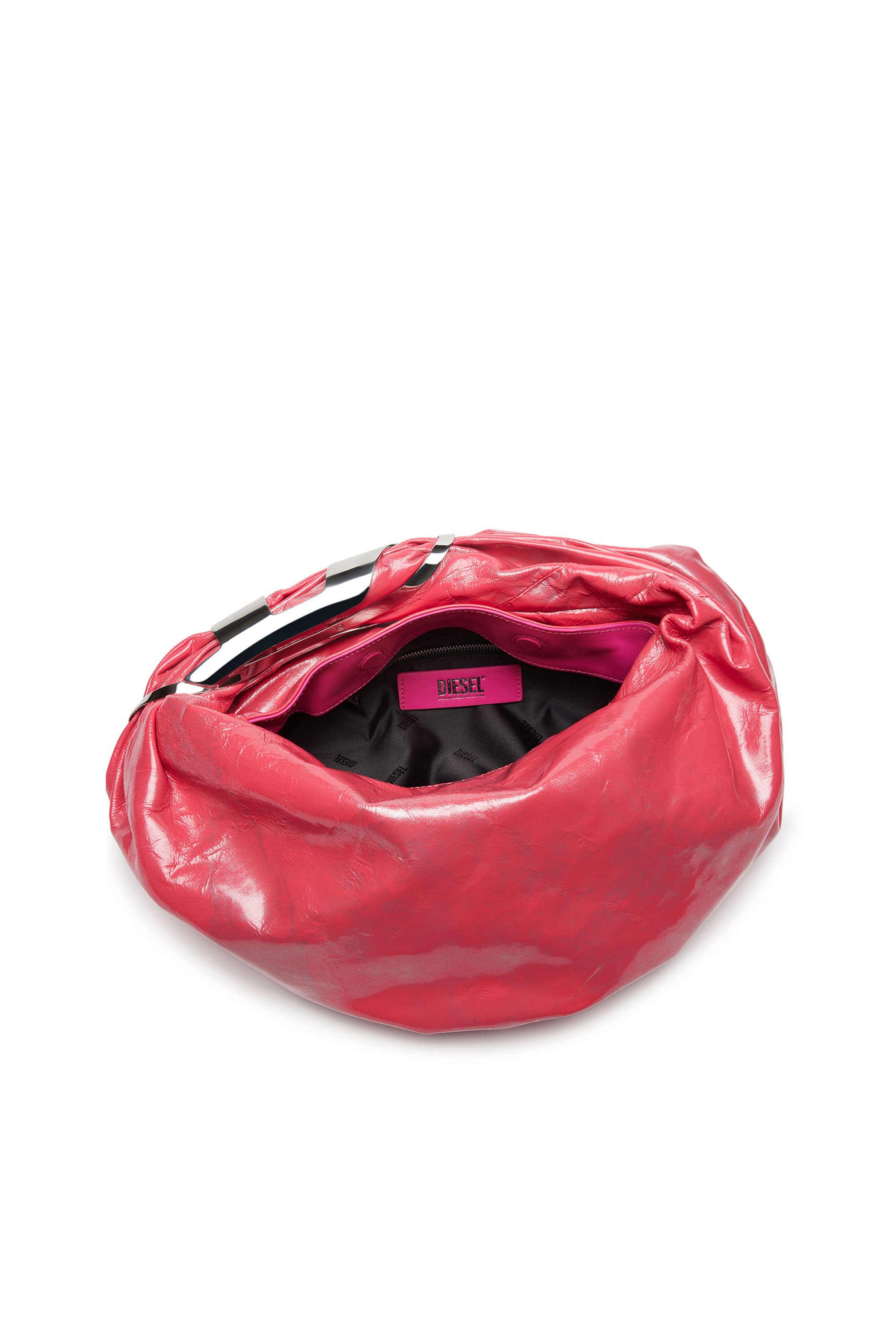 Diesel - GRAB-D HOBO S, Woman Grab-D S-Hobo bag in metallic leather in Pink - Image 4