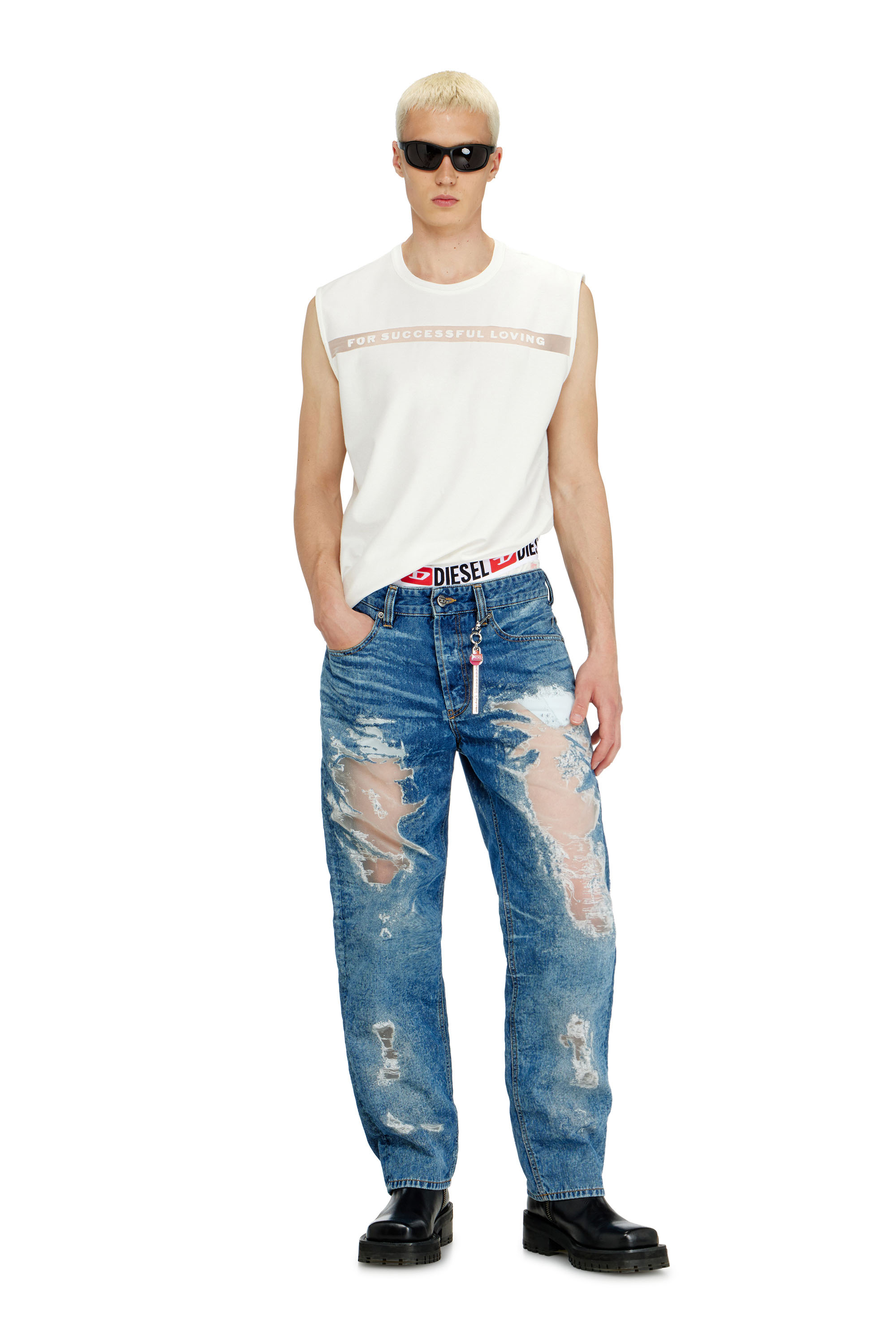 Diesel - PR-T-NORM-BISC-MATI-R, D&eacute;bardeur avec logo For Successful Loving Mixte in Blanc - 1