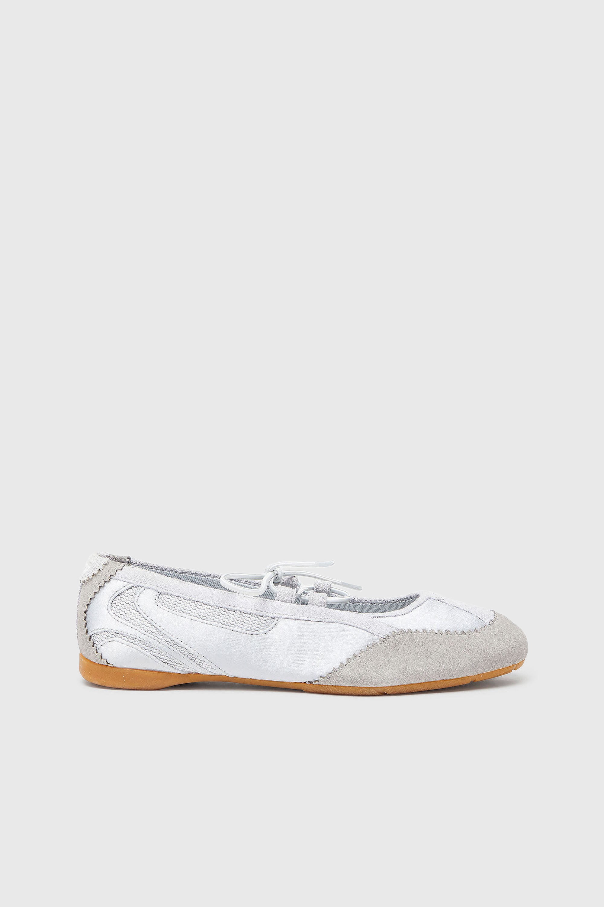 Diesel - D-MILE BALLERINA LACE UP II W, D-Mile - Ballerines &agrave; lacets en cuir et mesh Femme in Gris - 1
