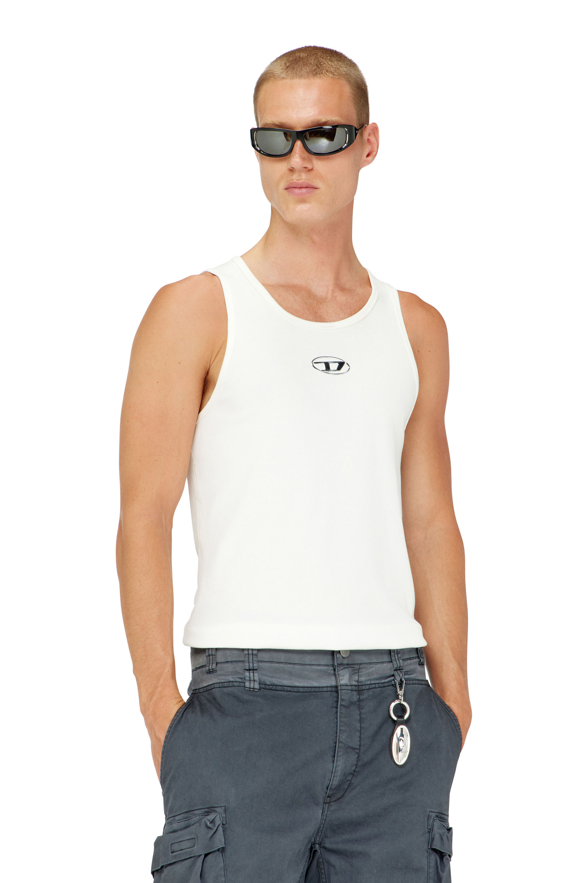 Diesel - T-LIFTY-IOD, Man's Cotton tank top with logo in White - 1