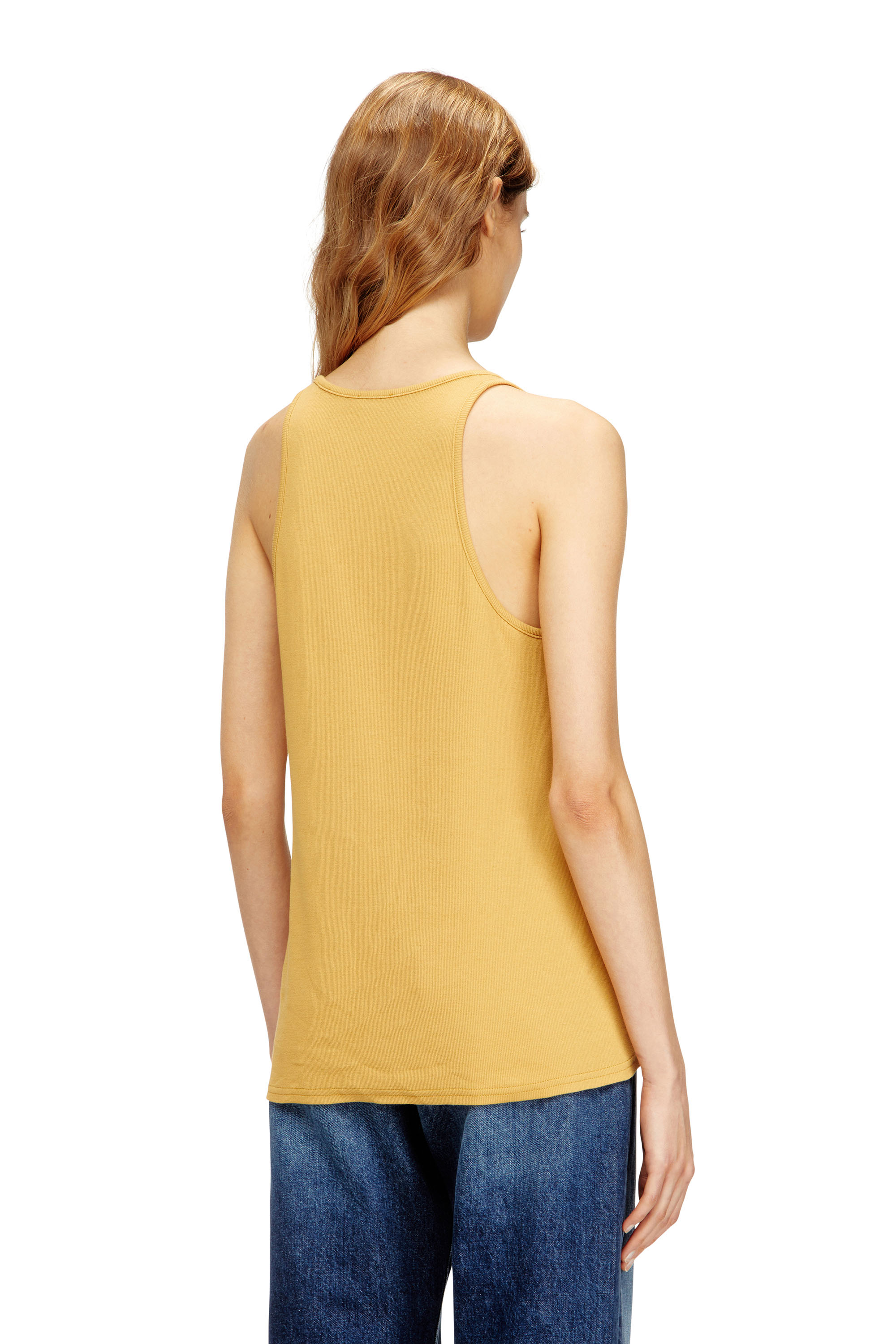 Diesel - T-IPSYA-LKDS, Débardeur côtelé avec Oval D Femme in Orange - 4