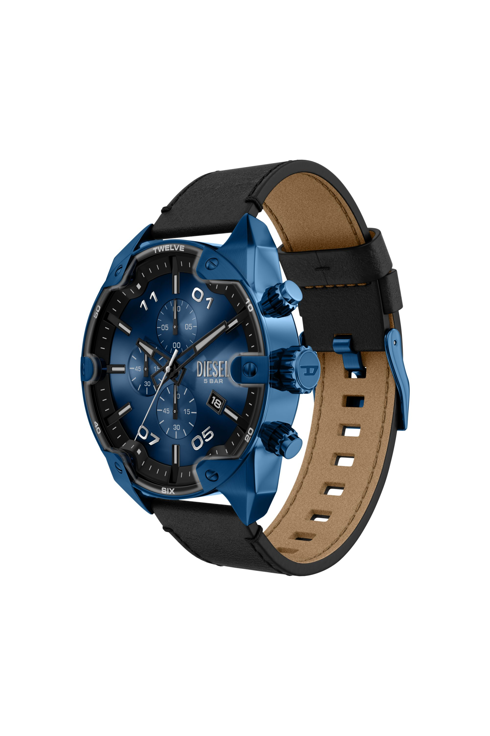 Diesel - DZ4703 WATCH, Montre Spiked noire &agrave; bracelet en cuir Homme in Polychrome - 7