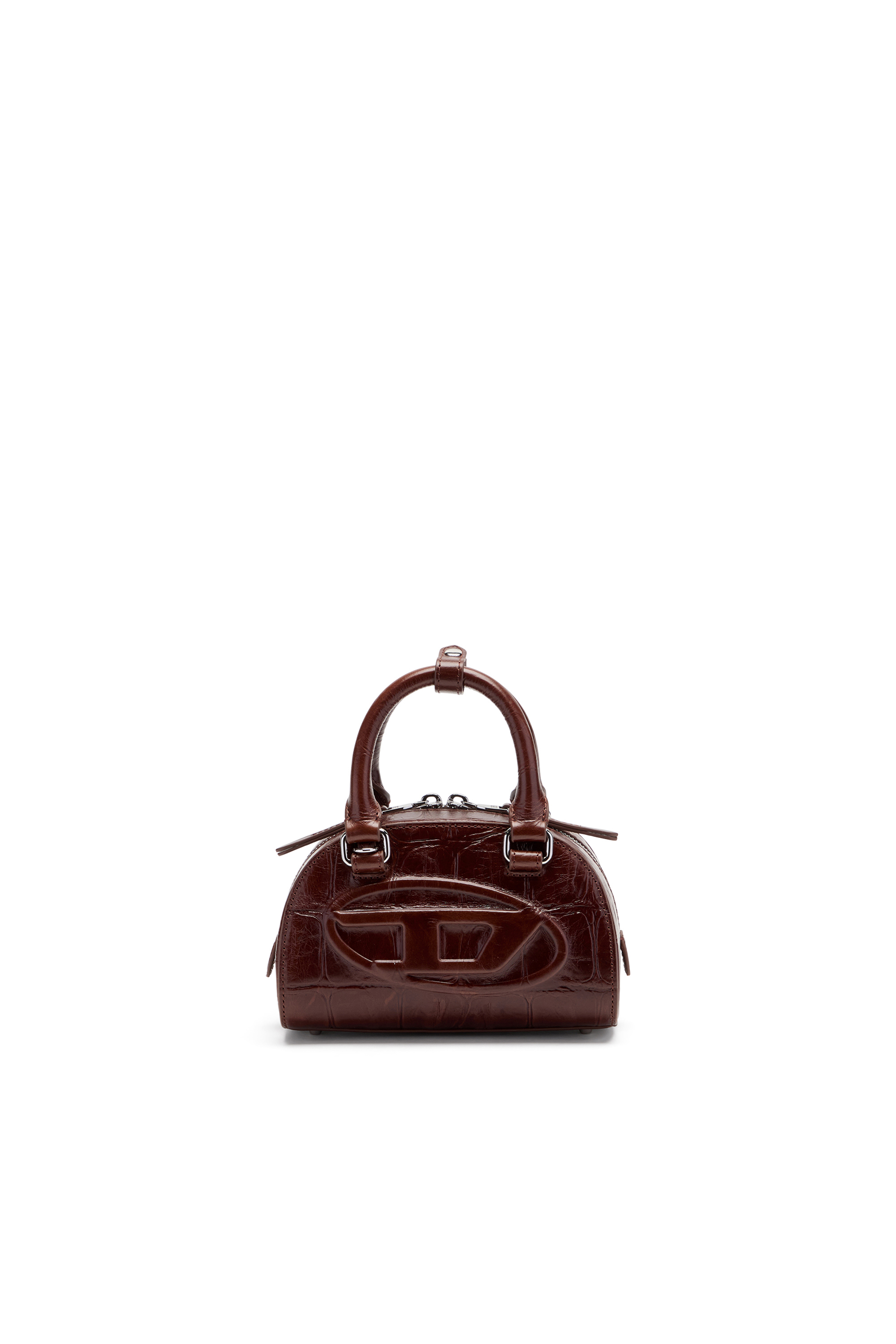 Diesel - 1DR DOME CROSSBODY, 1DR Dome-Mini sac bowling en cuir effet croco Femme in Marron - 1
