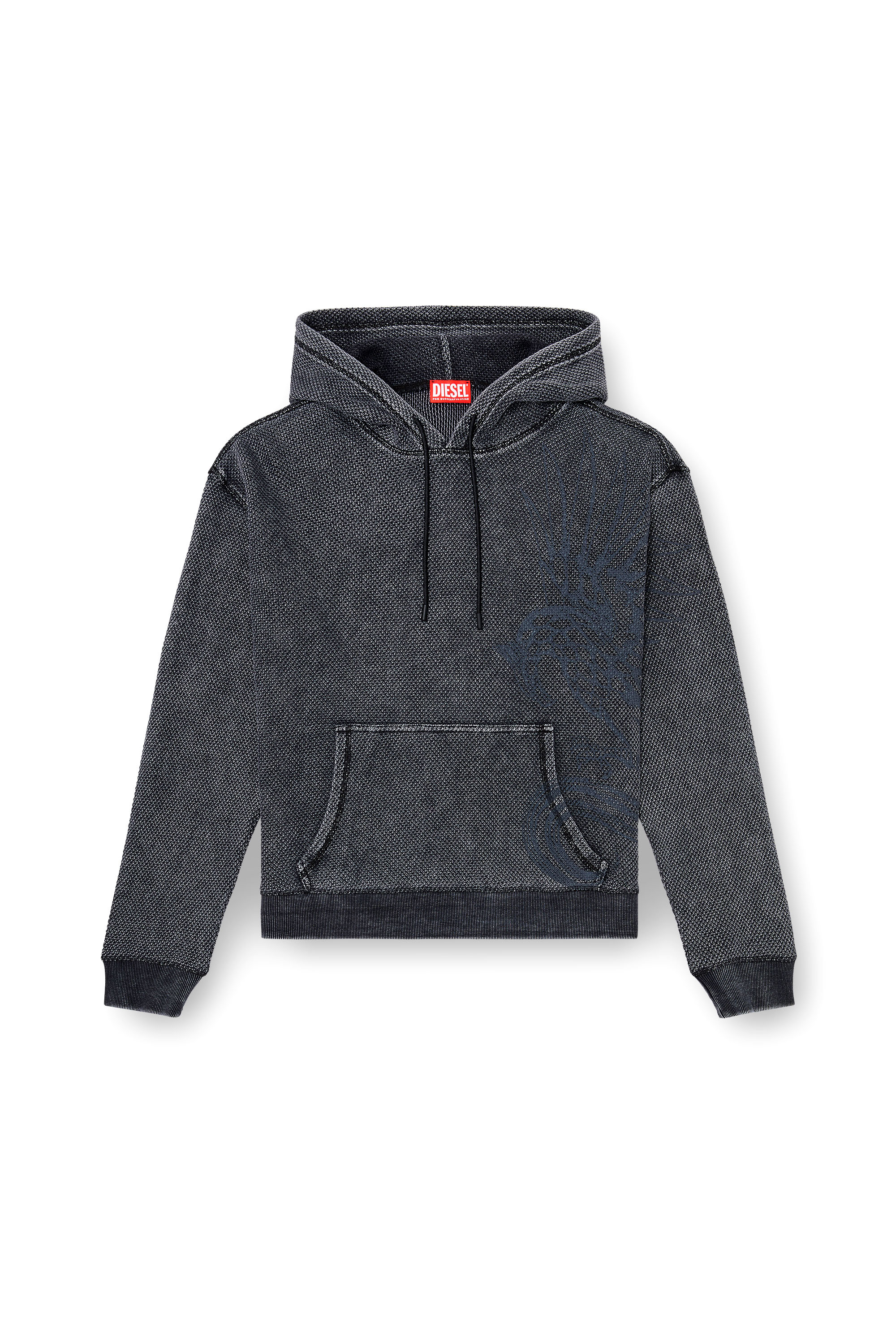 Diesel - S-NORM-HOOD-AA1, Sweat &agrave; capuche en mesh de coton textur&eacute; Homme in Gris - 2