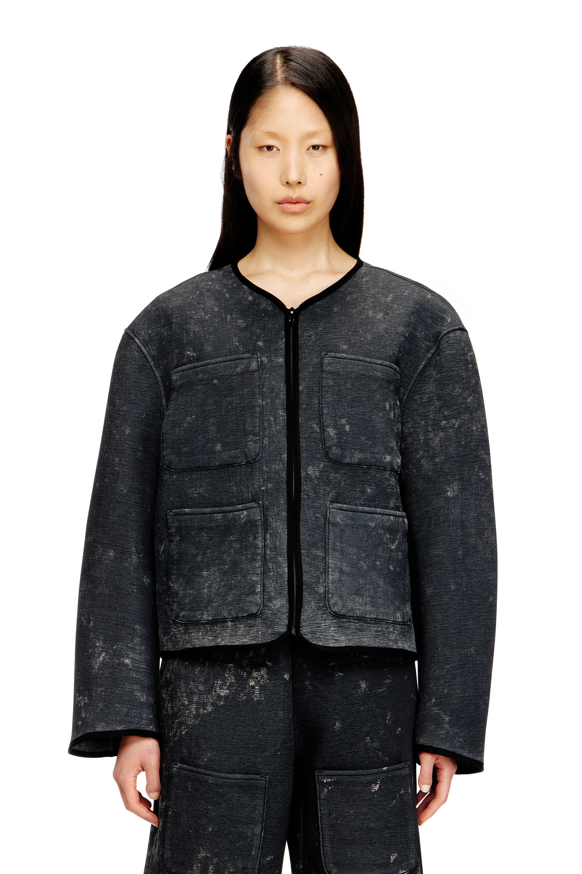 Diesel - G-TES, Veste en néoprène effet marbré avec poches Femme in ToBeDefined - 1