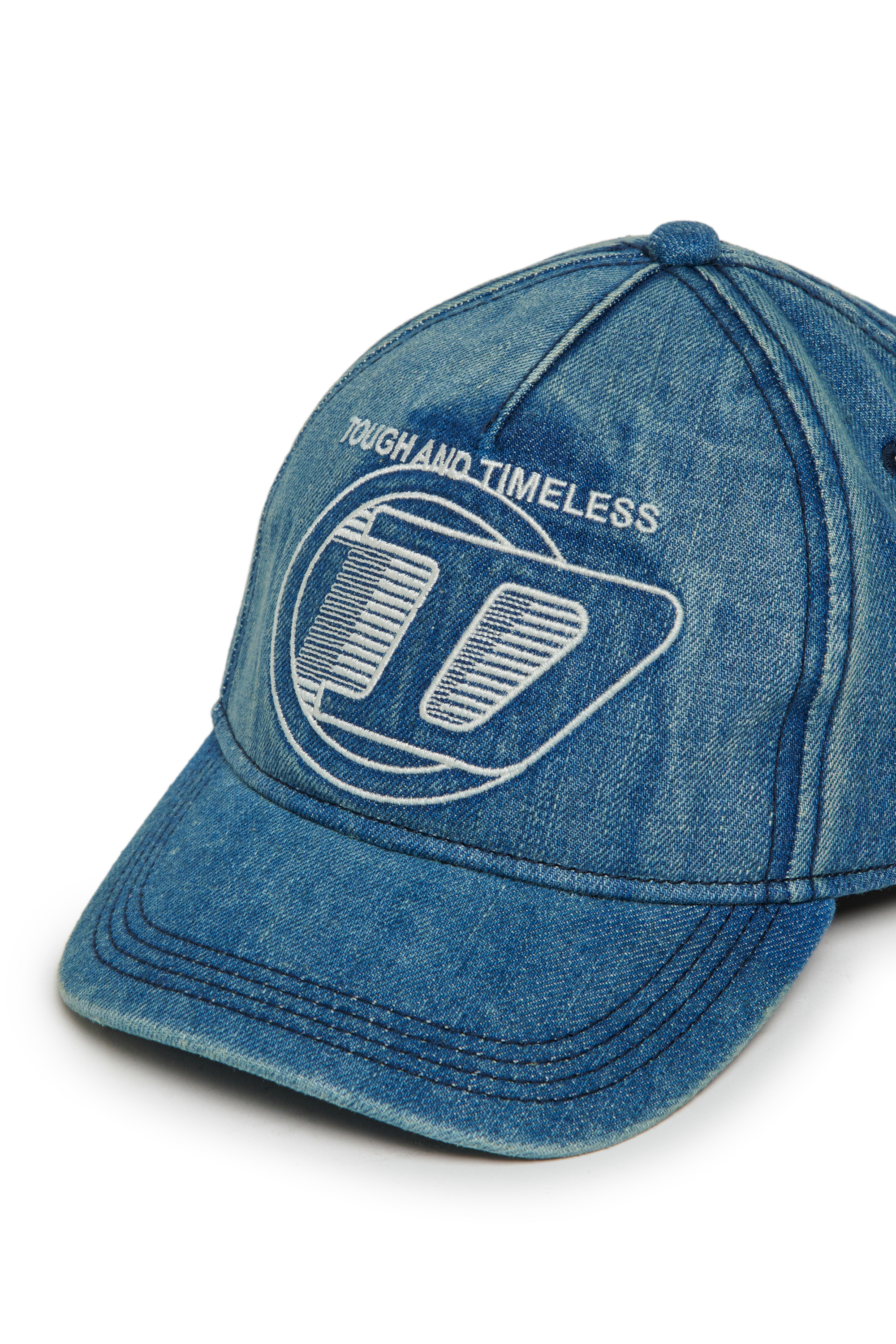 Diesel - FARBIT, Casquette de baseball en denim avec D brod&eacute; Homme in Bleu - 3