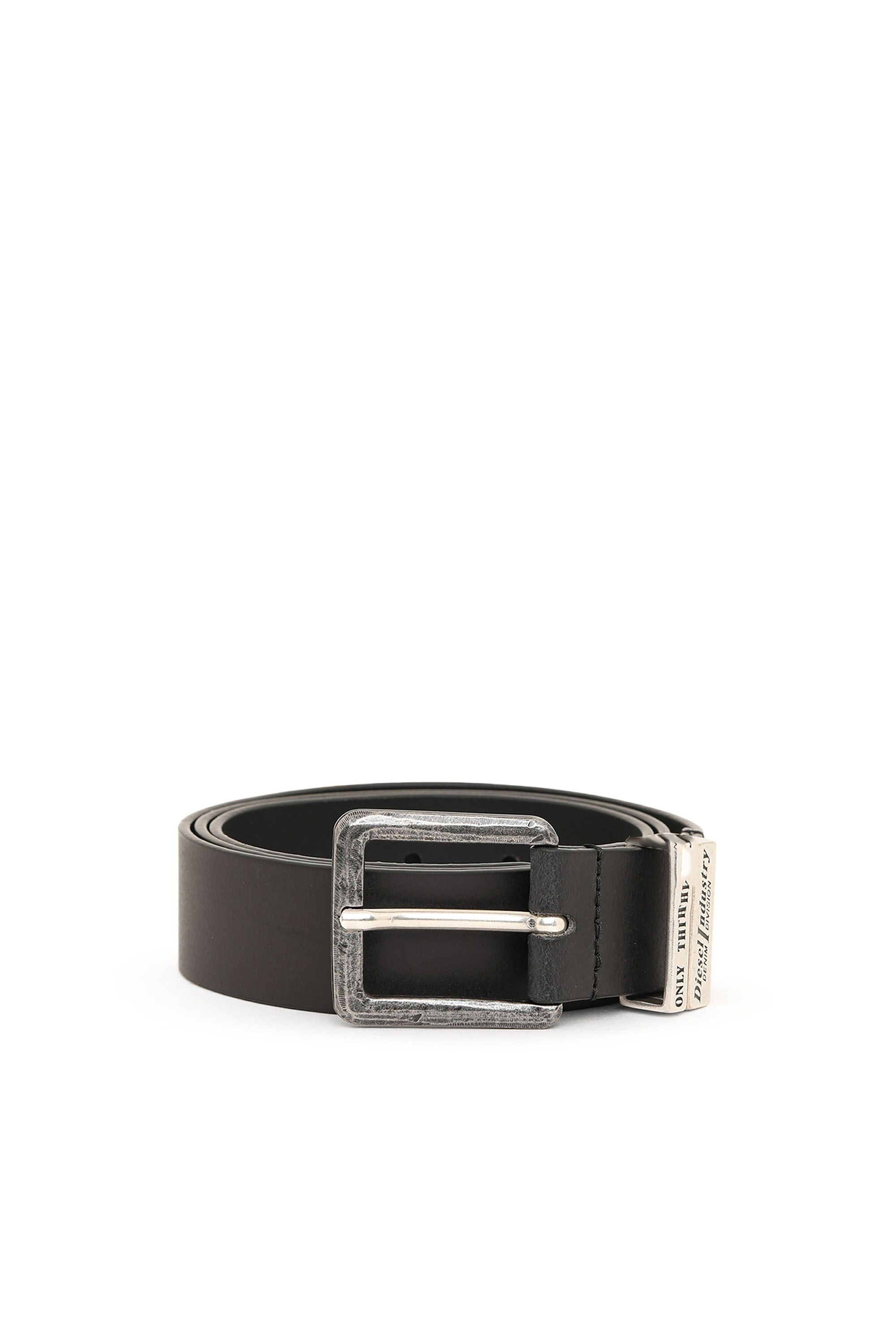 Diesel - B-GUARANTEE-A, Ceinture 3.4 cm en cuir avec finitions brunies Homme in Noir - 1