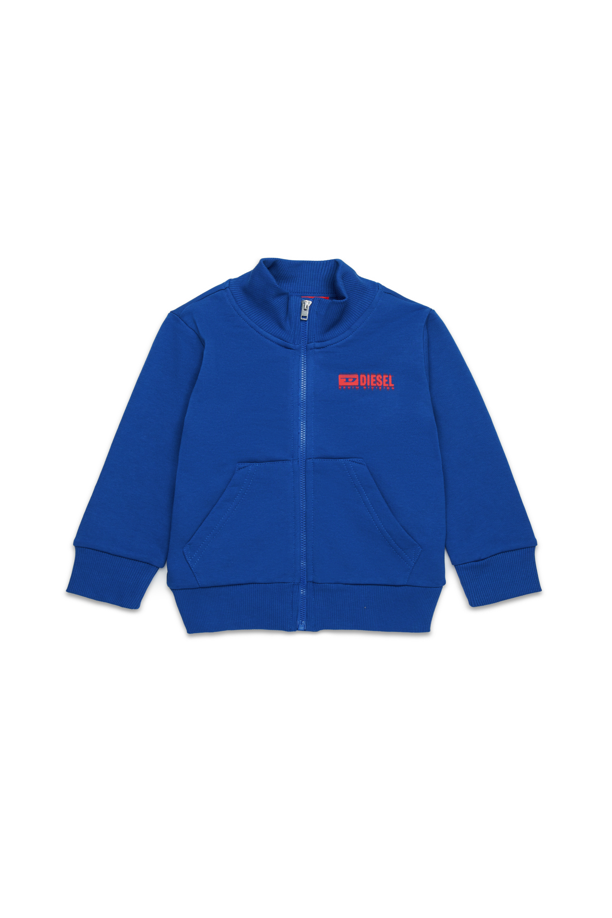 Diesel - SVOUGZIPALB, Sweat-shirt zippé avec logo taché Mixte in Bleu - 1