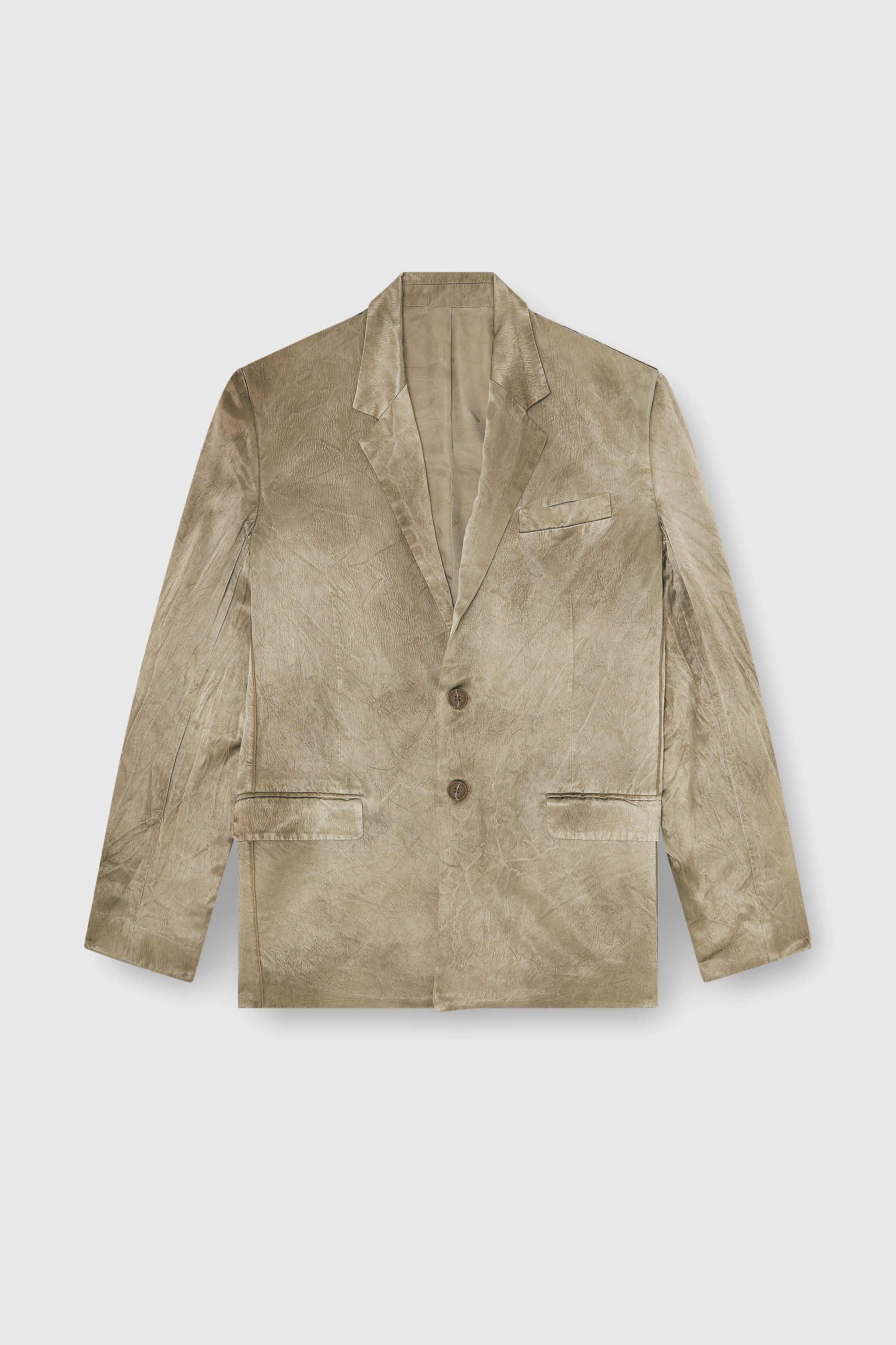 Diesel - J-ANDRE, Blazer en satin froiss&eacute; Homme in Marron - 2