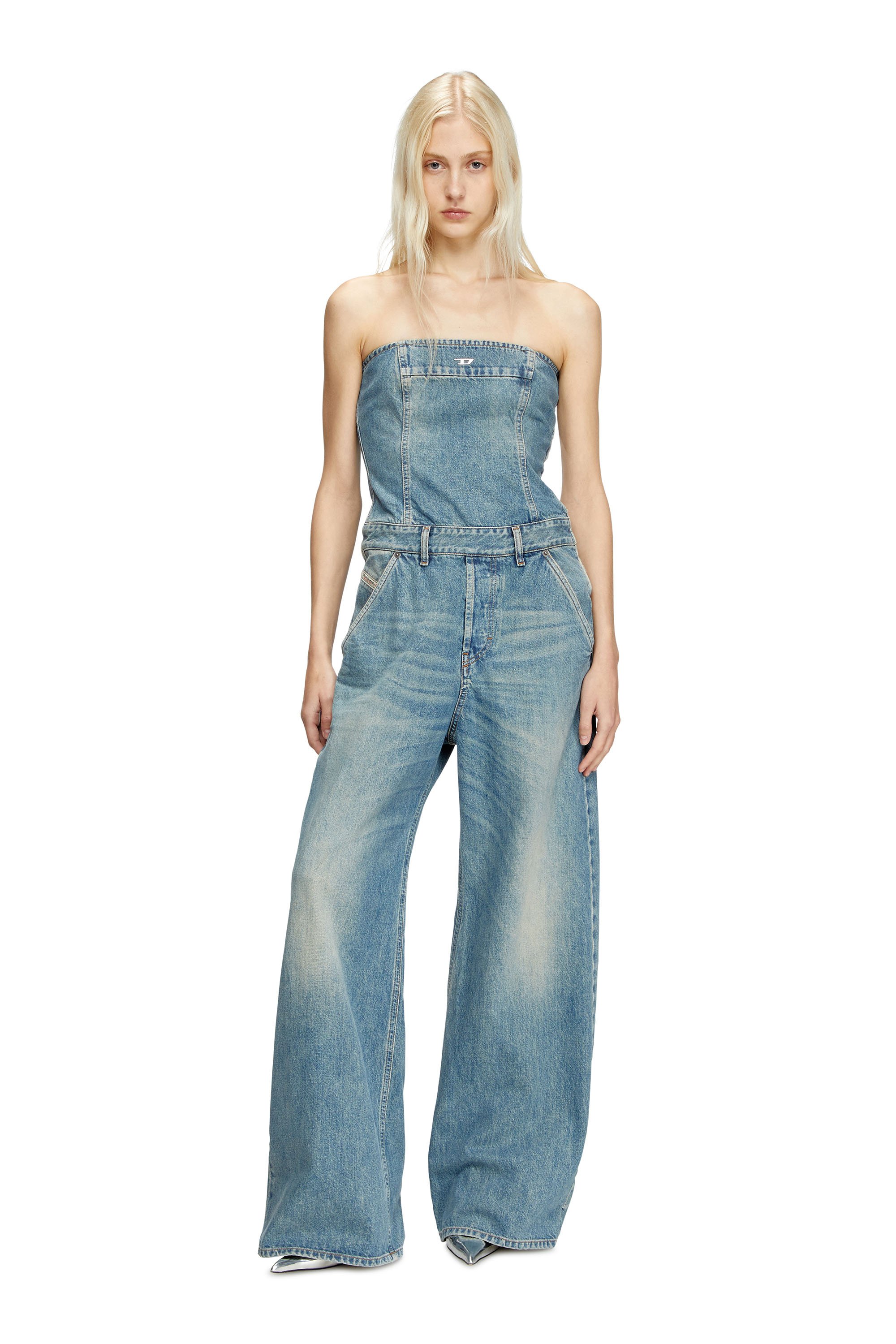 Diesel - DE-BRIDE, Combinaison sans bretelles en denim Femme in Bleu - 2