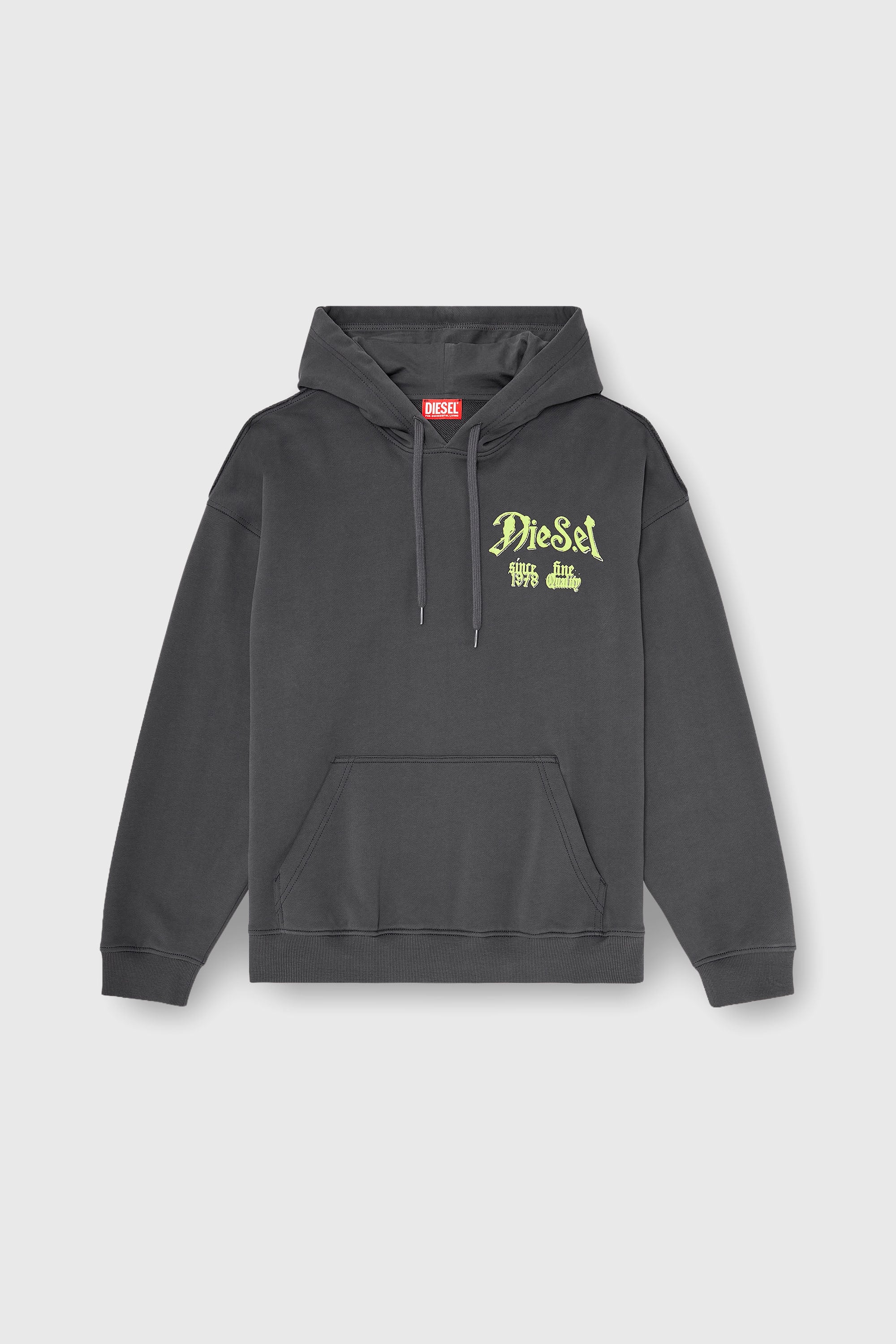 Diesel - S-BOXT-HOOD-AA2, Sweat &agrave; capuche en coton avec graphismes floqu&eacute;s Homme in Gris - 2