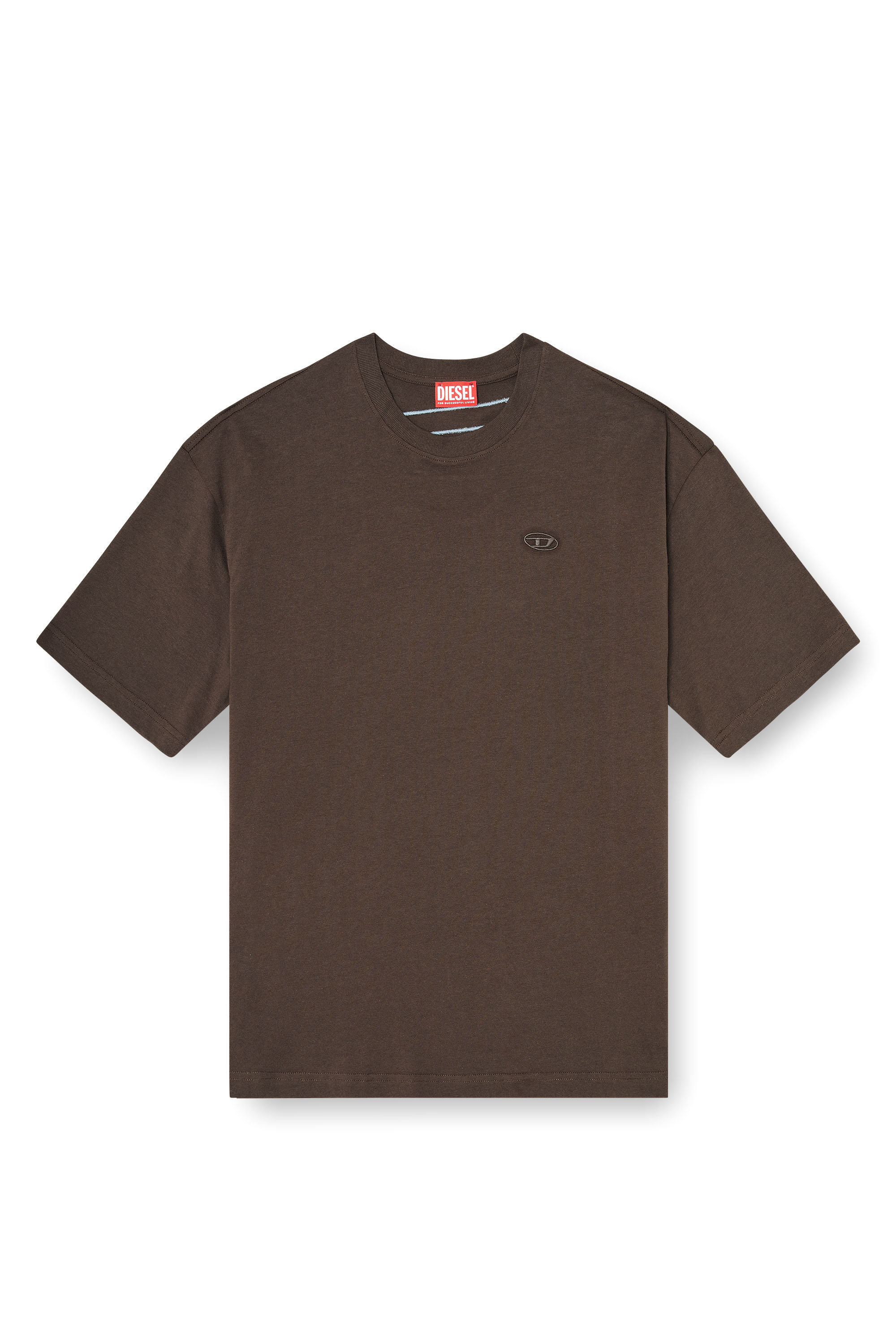 Diesel - T-BOGGY-MEGOVAL-D, T-shirt avec maxi oval D brod&eacute; Homme in Marron - 3