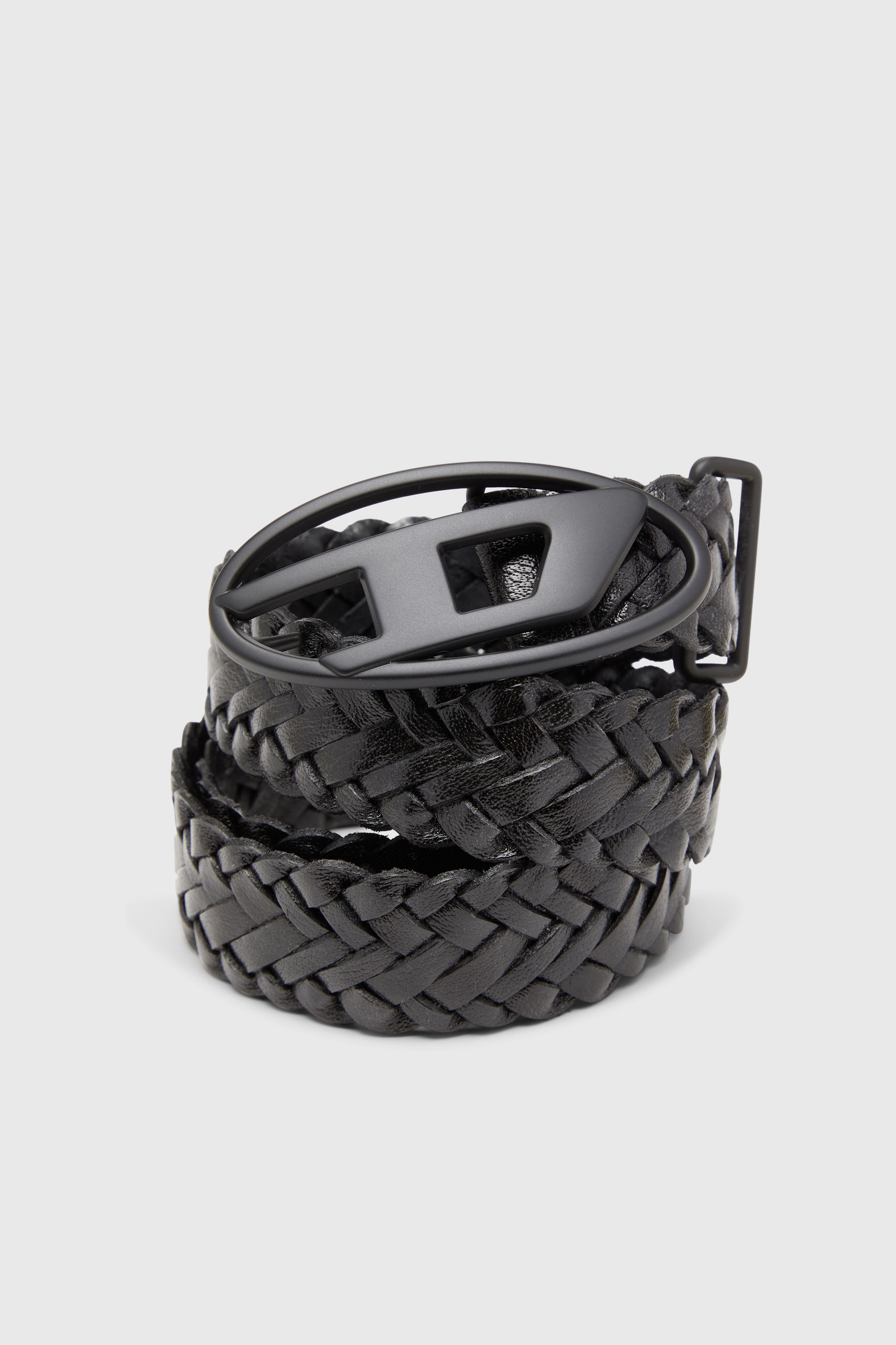 Diesel - B-1DR BRAIDERED, Ceinture 4 cm en cuir tress&eacute; Mixte in Noir - 3