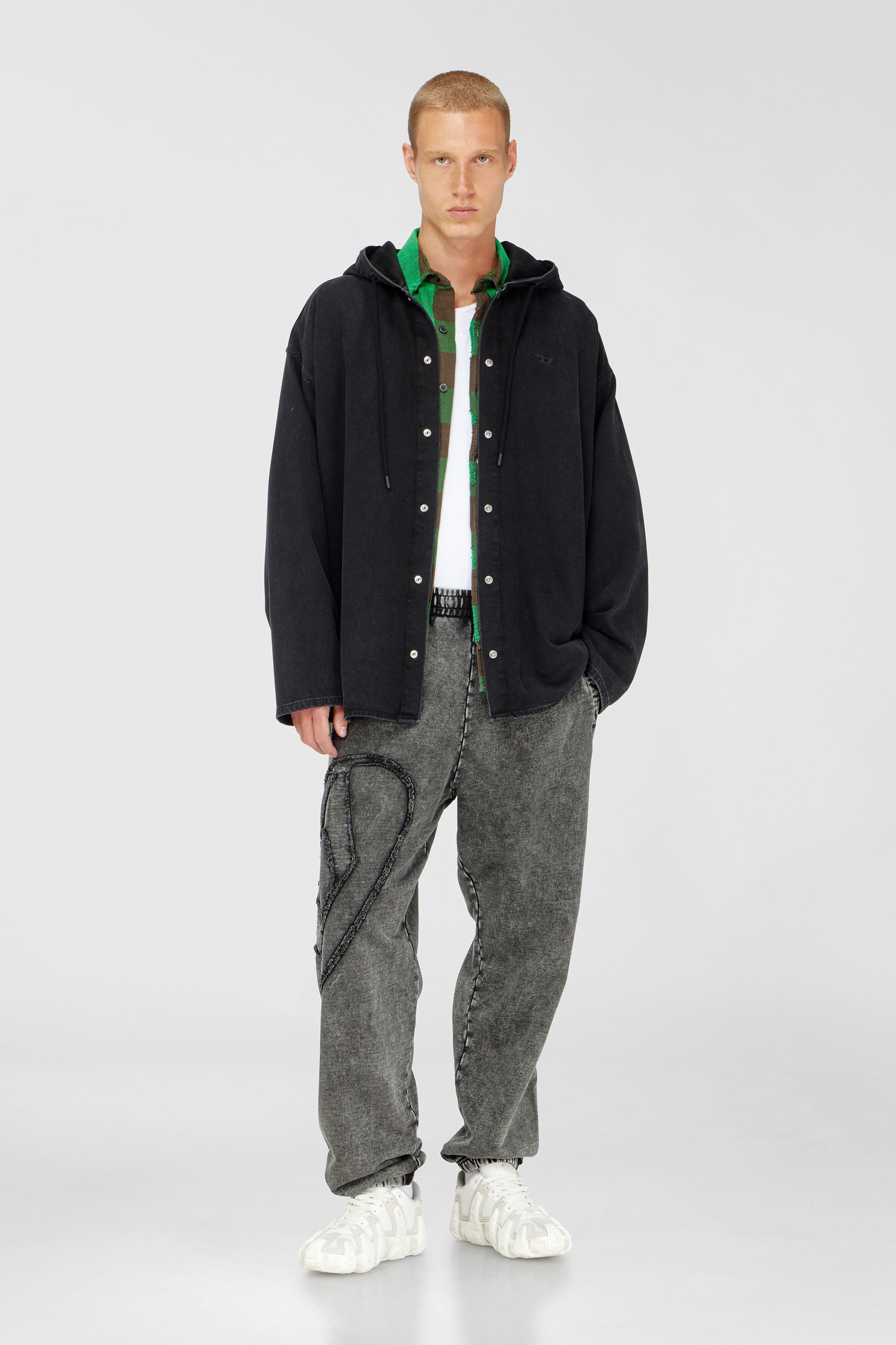 Diesel - P-MARKY-DEN, Pantalon en coton biologique avec &eacute;cusson Oval D Homme in Gris - 1