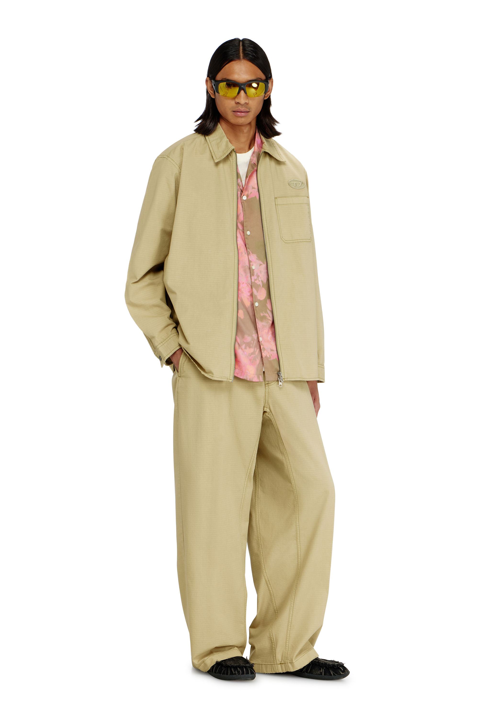 Diesel - P-BALL, Pantalon en ripstop de coton avec boucles lat&eacute;rales Homme in ToBeDefined - 1