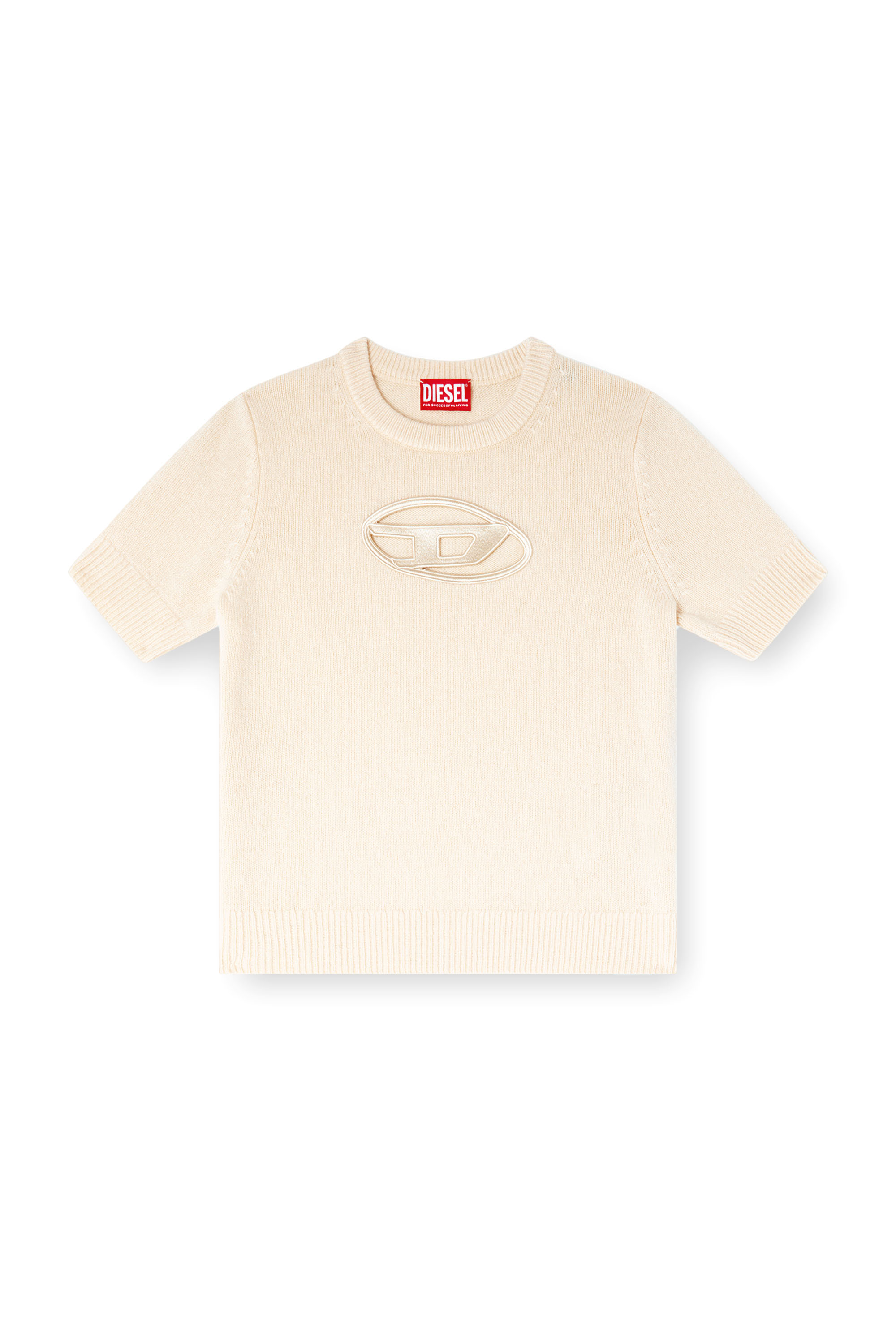 Diesel - M-ARGARIN-SS, Woman's Short-sleeve jumper in cashmere blend in Beige - 2