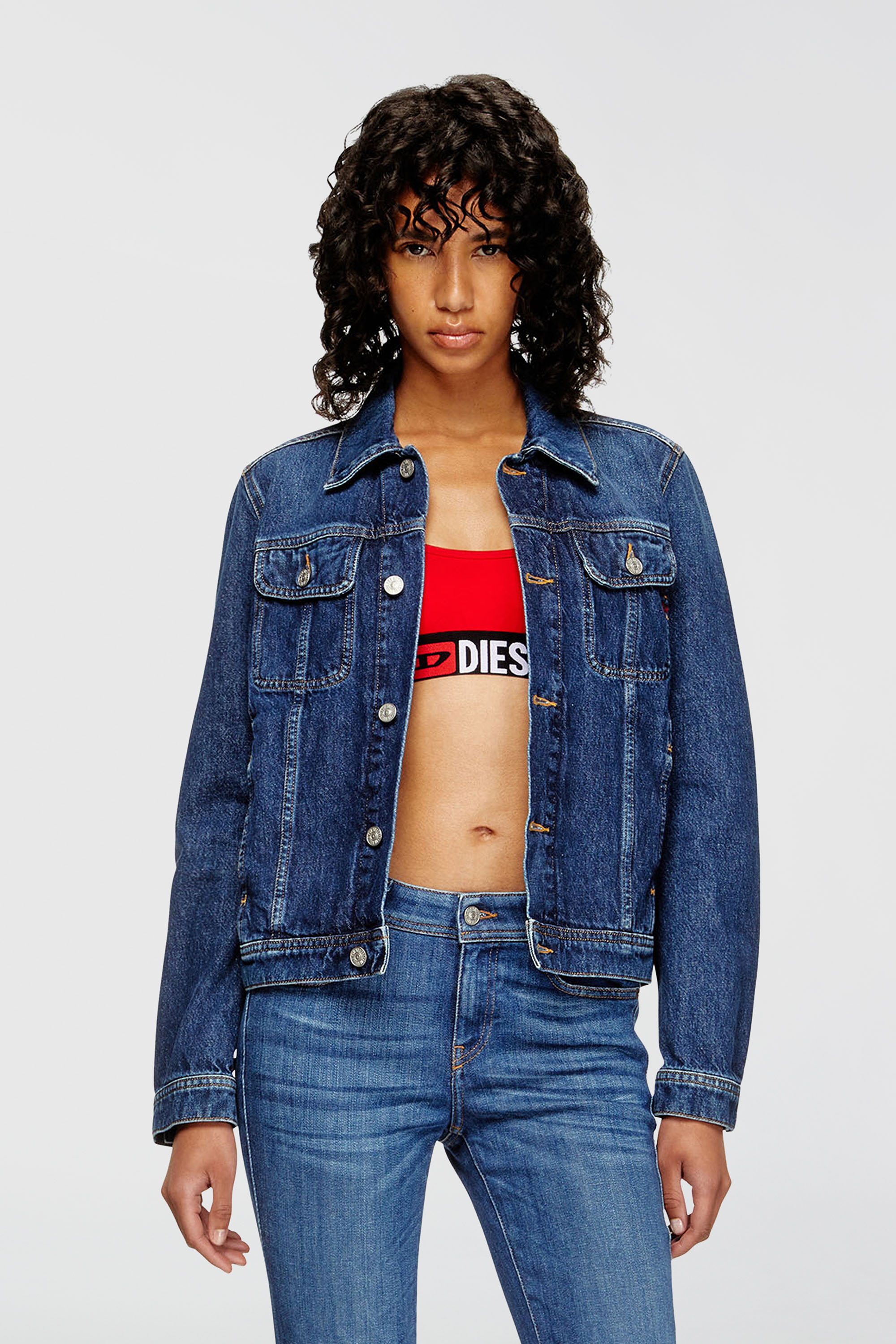 Diesel - UFSB-ORIBA, Bralette avec bande logo Femme in Rouge - 1