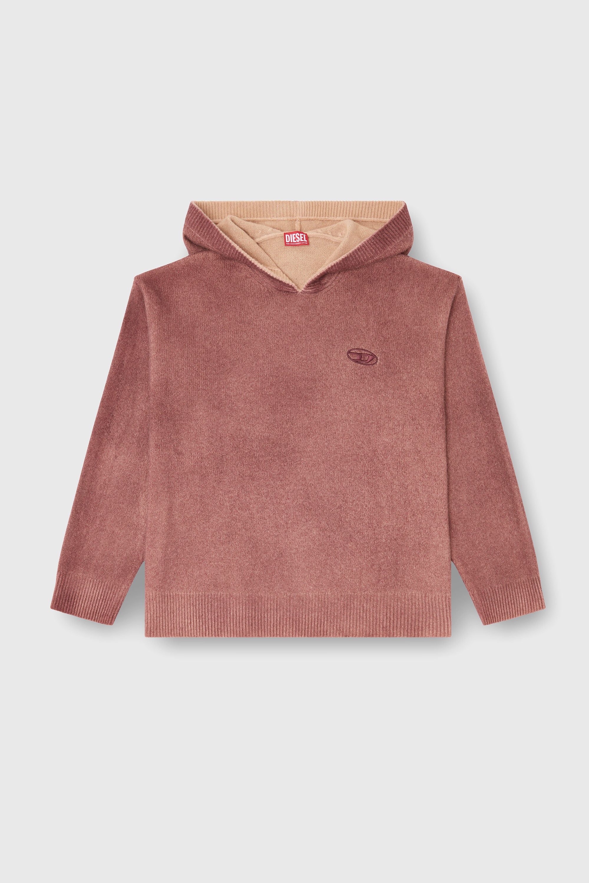 Diesel - K-PICKLED, Sweat &agrave; capuche double teinture en maille m&eacute;lang&eacute;e laine Homme in Rouge - 2