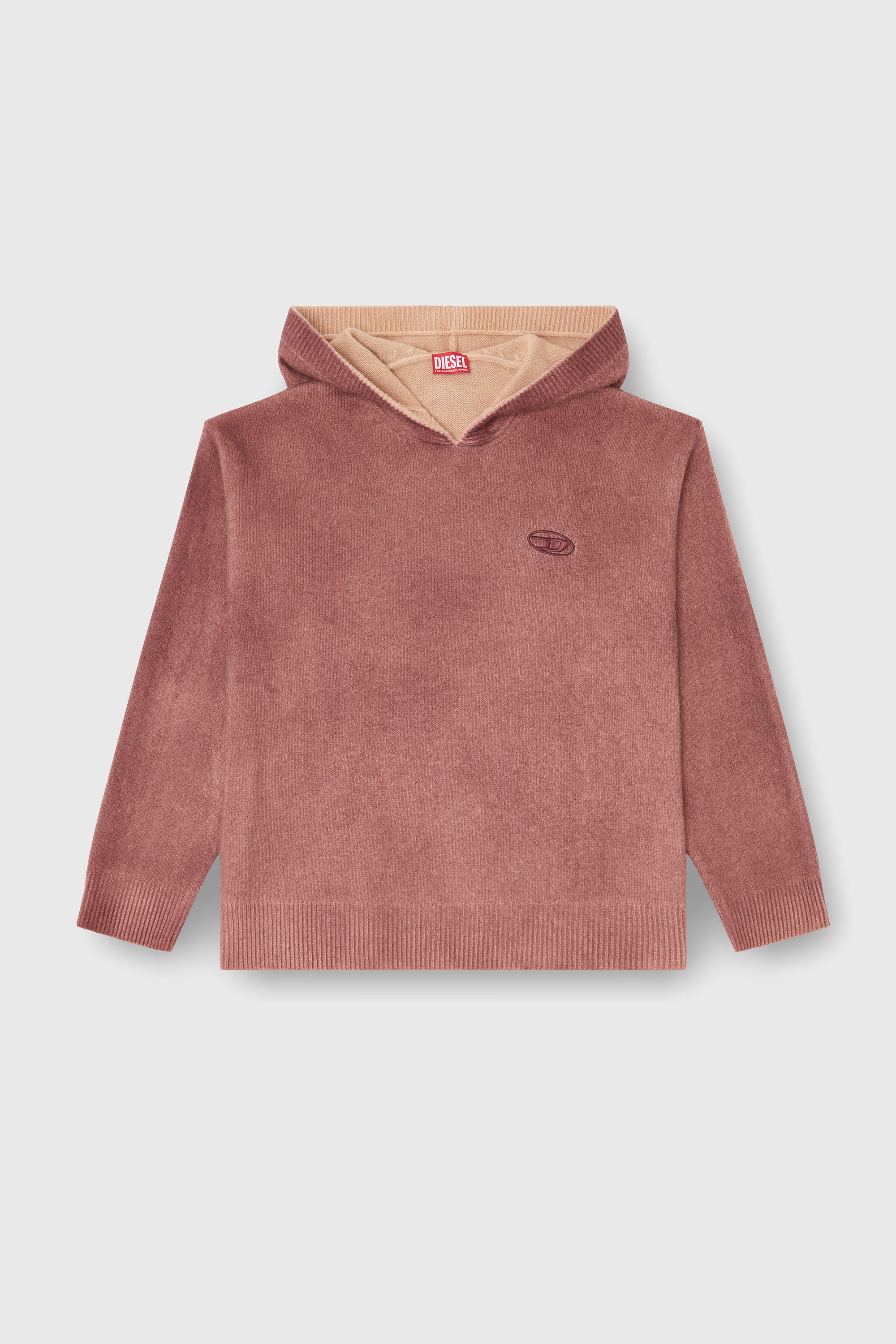 Diesel - K-PICKLED, Sweat &agrave; capuche double teinture en maille m&eacute;lang&eacute;e laine Homme in Rouge - 2