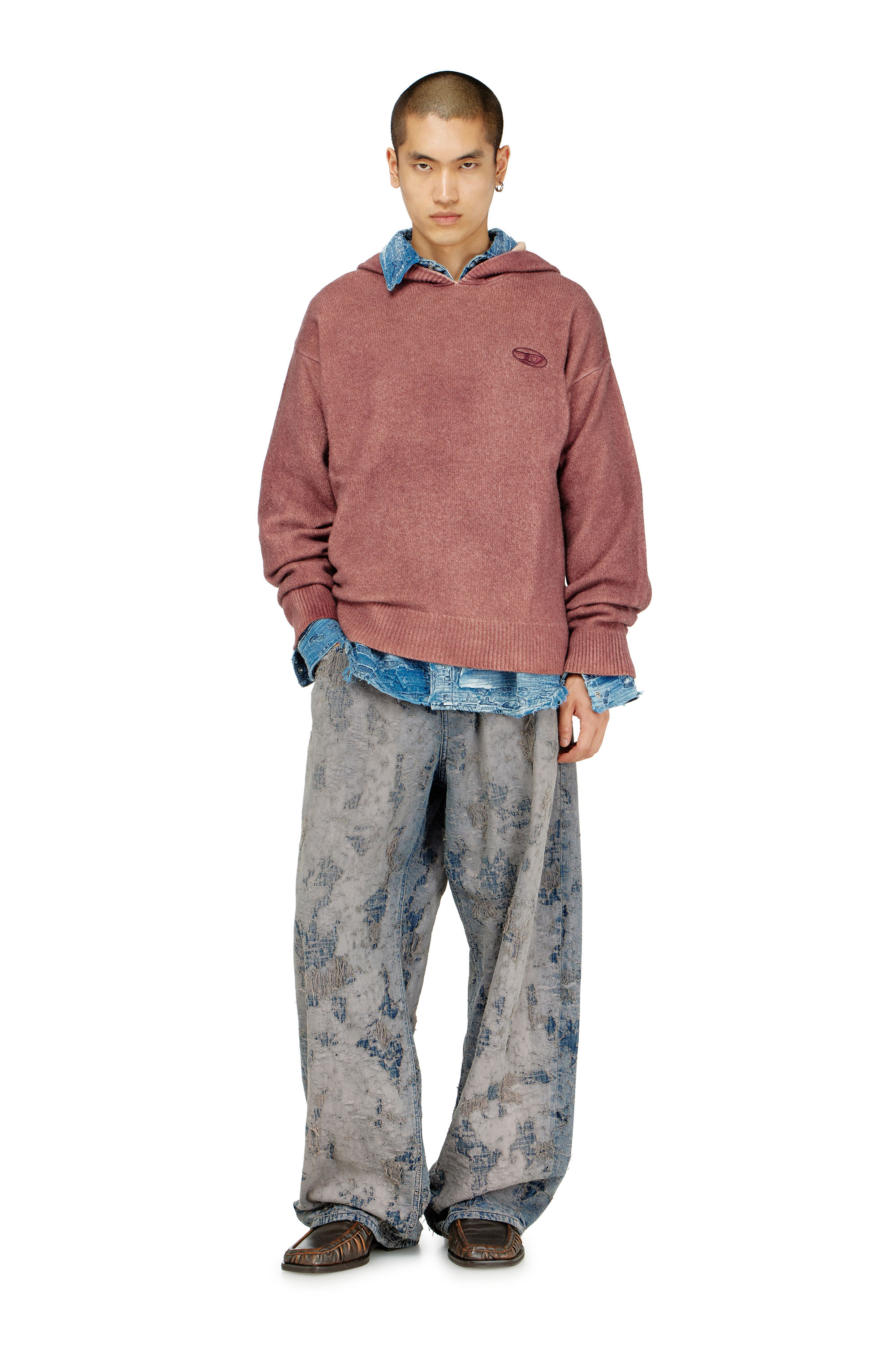 Diesel - K-PICKLED, Sweat &agrave; capuche double teinture en maille m&eacute;lang&eacute;e laine Homme in ToBeDefined - 1