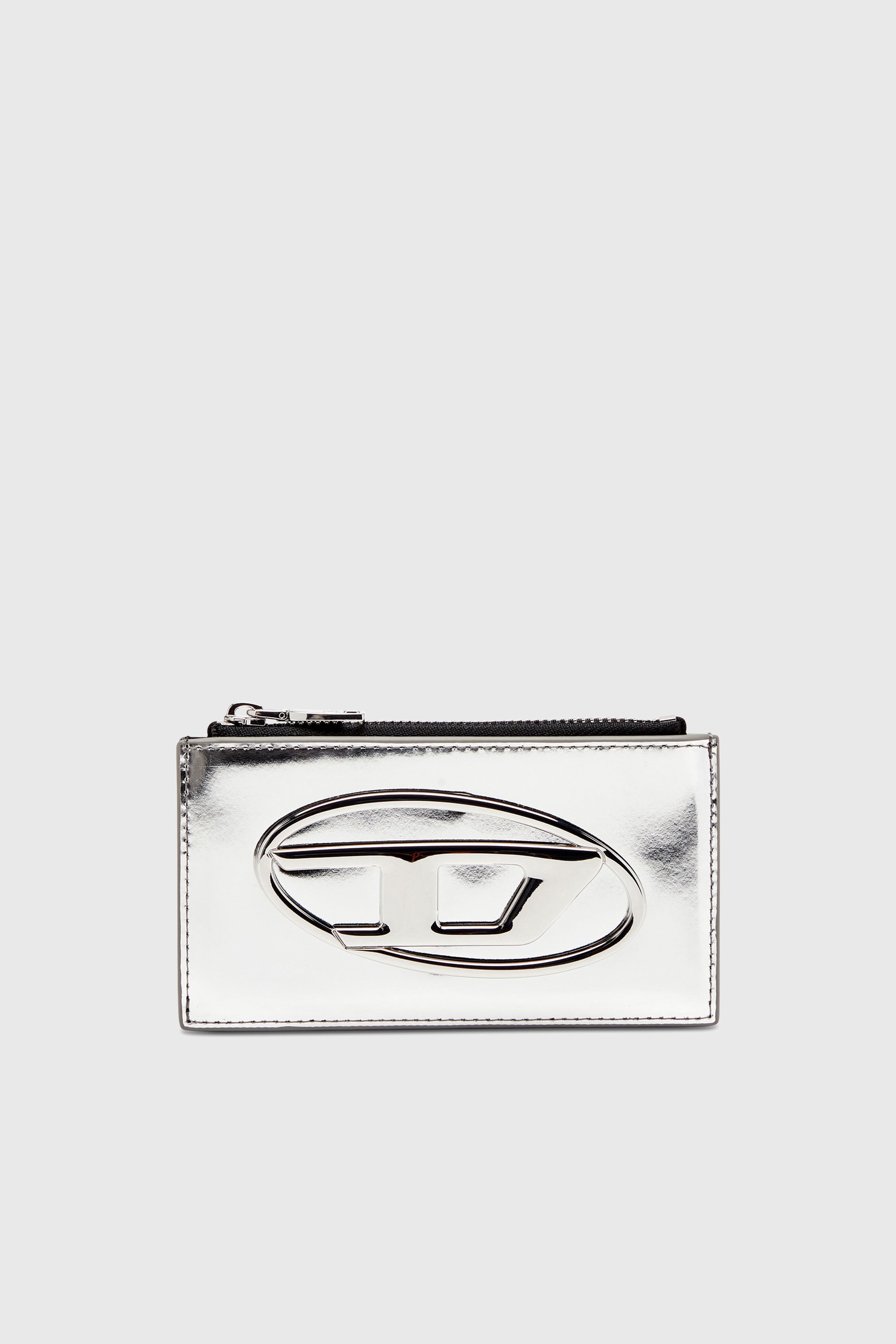 Diesel - 1DR CARD HOLDER III, Porte-cartes en cuir effet miroir Femme in Gris argent&eacute; - 1