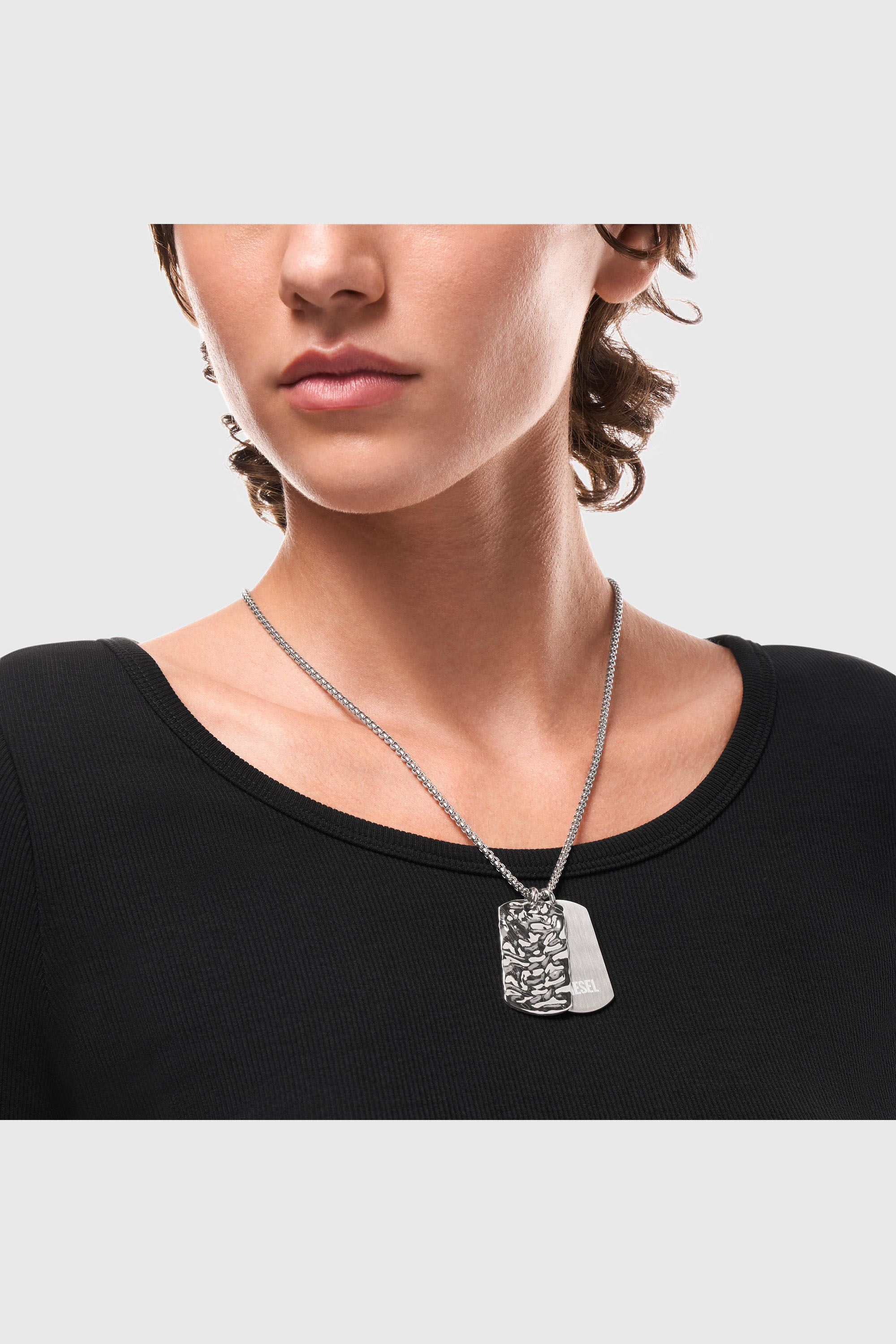 Diesel - DX1735040, Collier plaque militaire (dog tag) en acier inoxydable Mixte in Gris argent&eacute; - 3
