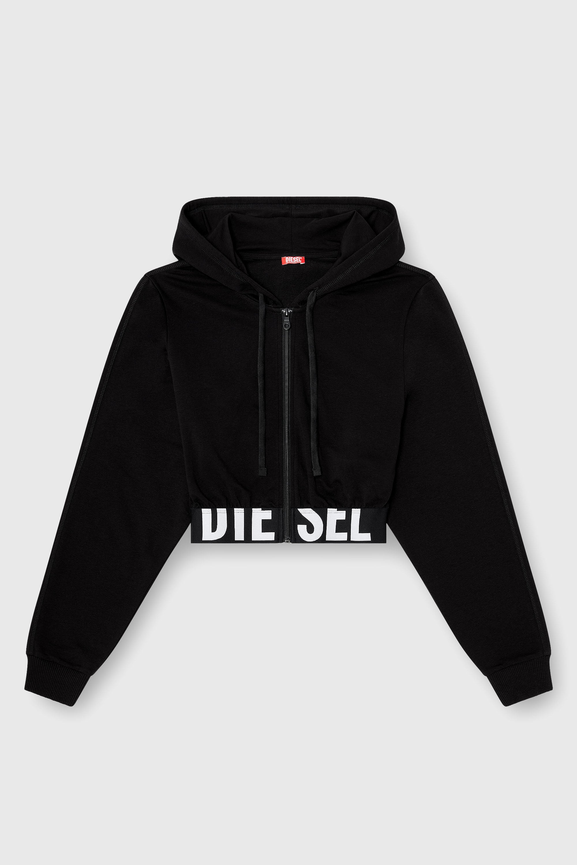 Diesel - NIKA-D-POP, Sweat &agrave; capuche cropped avec bande logo Femme in Noir - 2