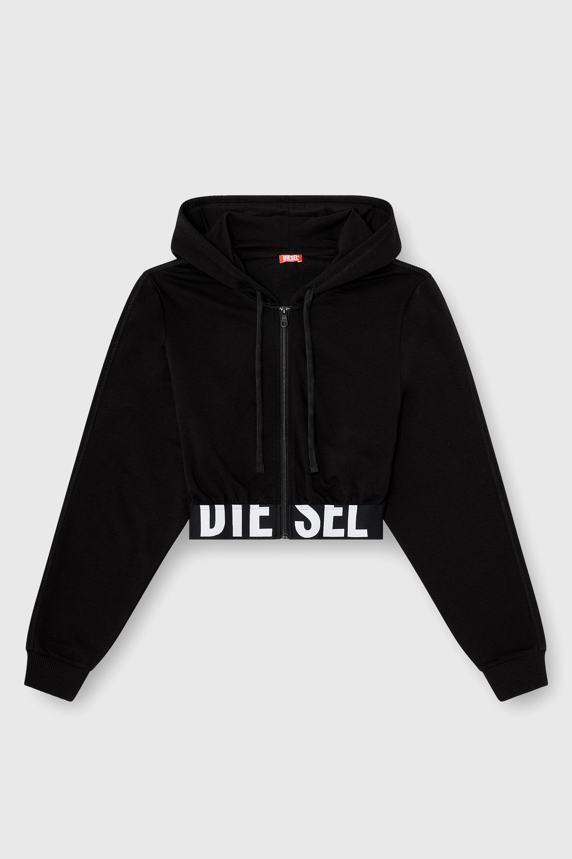 Diesel - NIKA-D-POP, Sweat &agrave; capuche cropped avec bande logo Femme in Noir - 2