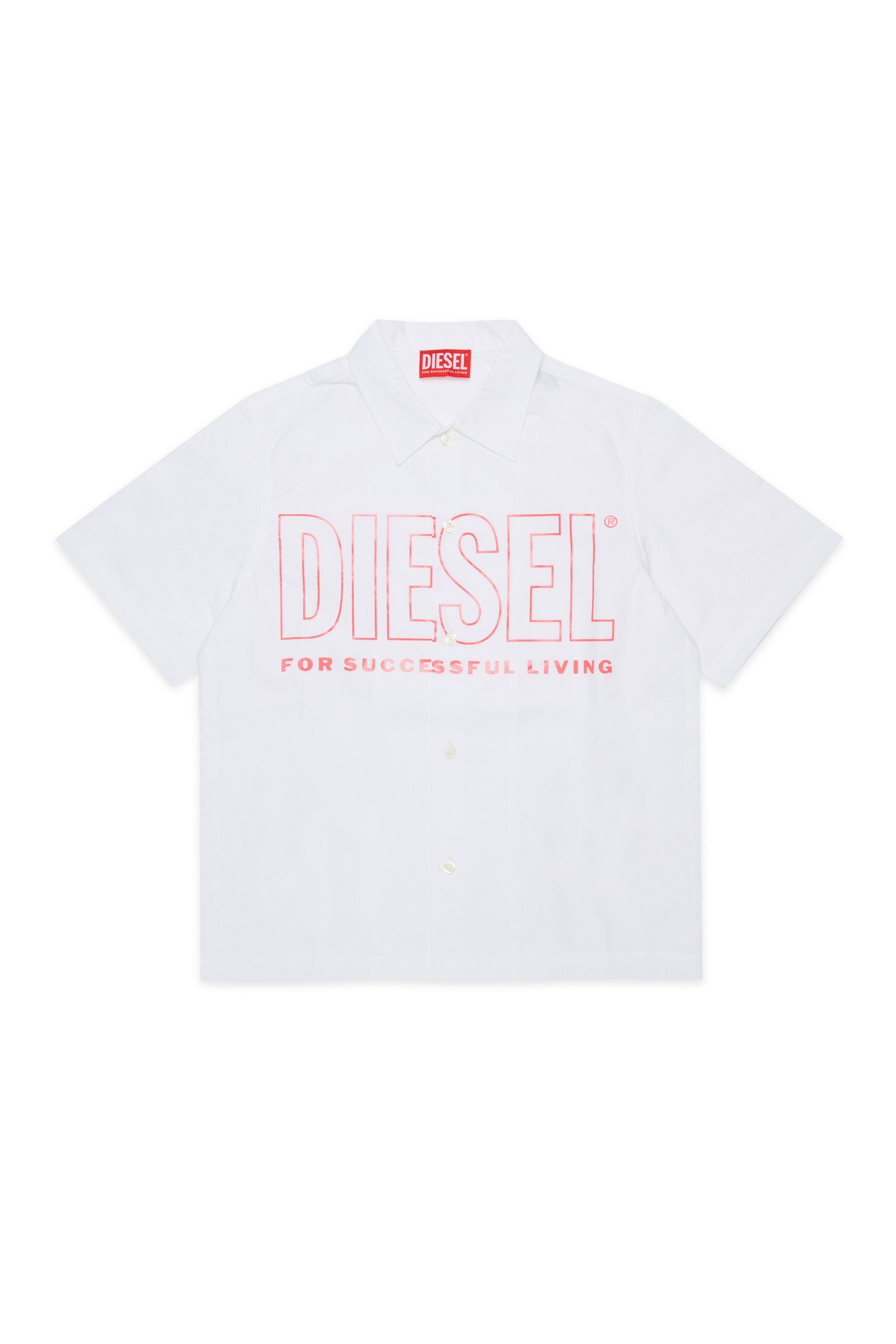 Diesel - MCDRID, Chemise en coton &agrave; manches courtes Homme in Blanc - 1