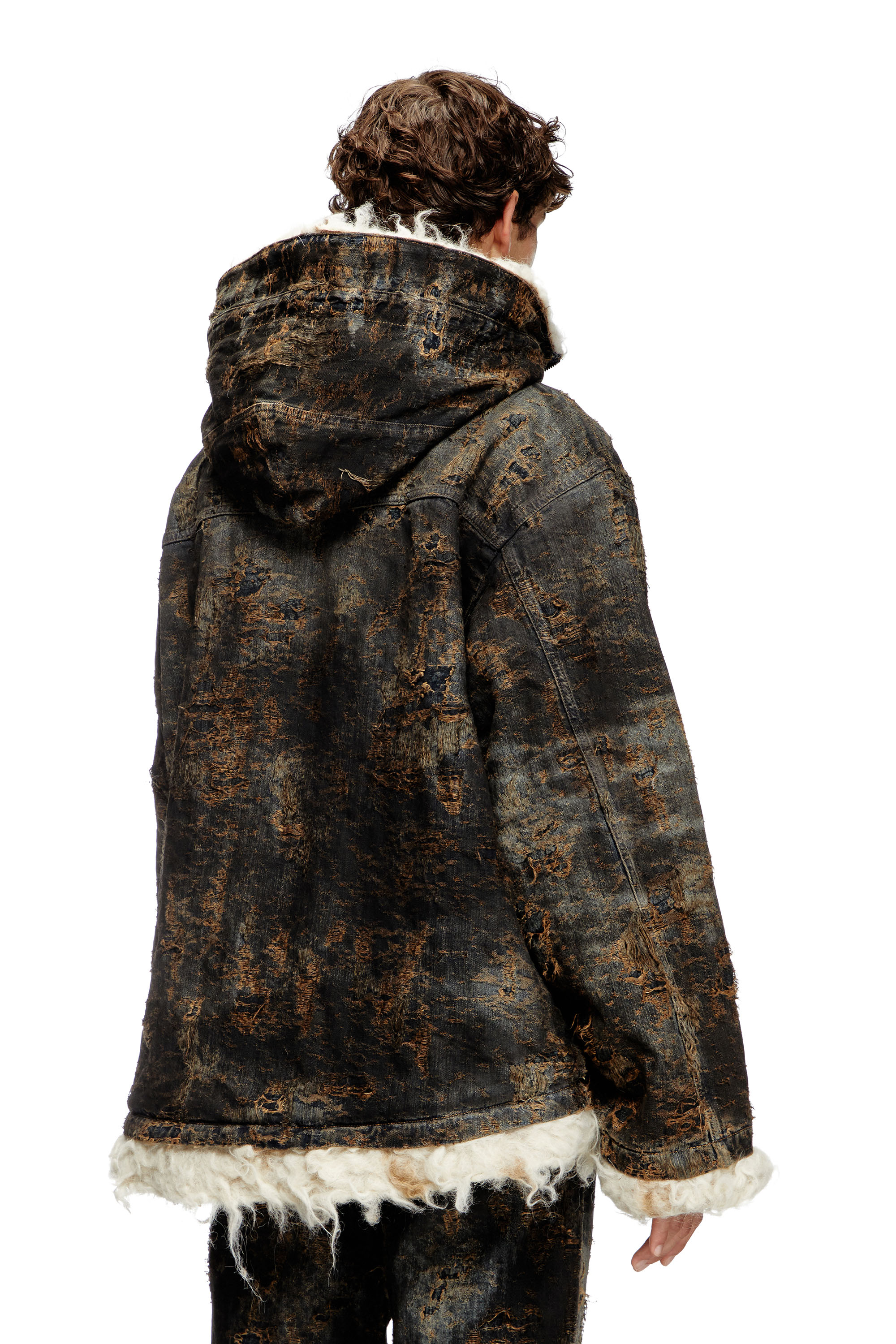 Diesel - D-ARAK-FSF, Anorak en denim jacquard enduit Mixte in Noir - 2