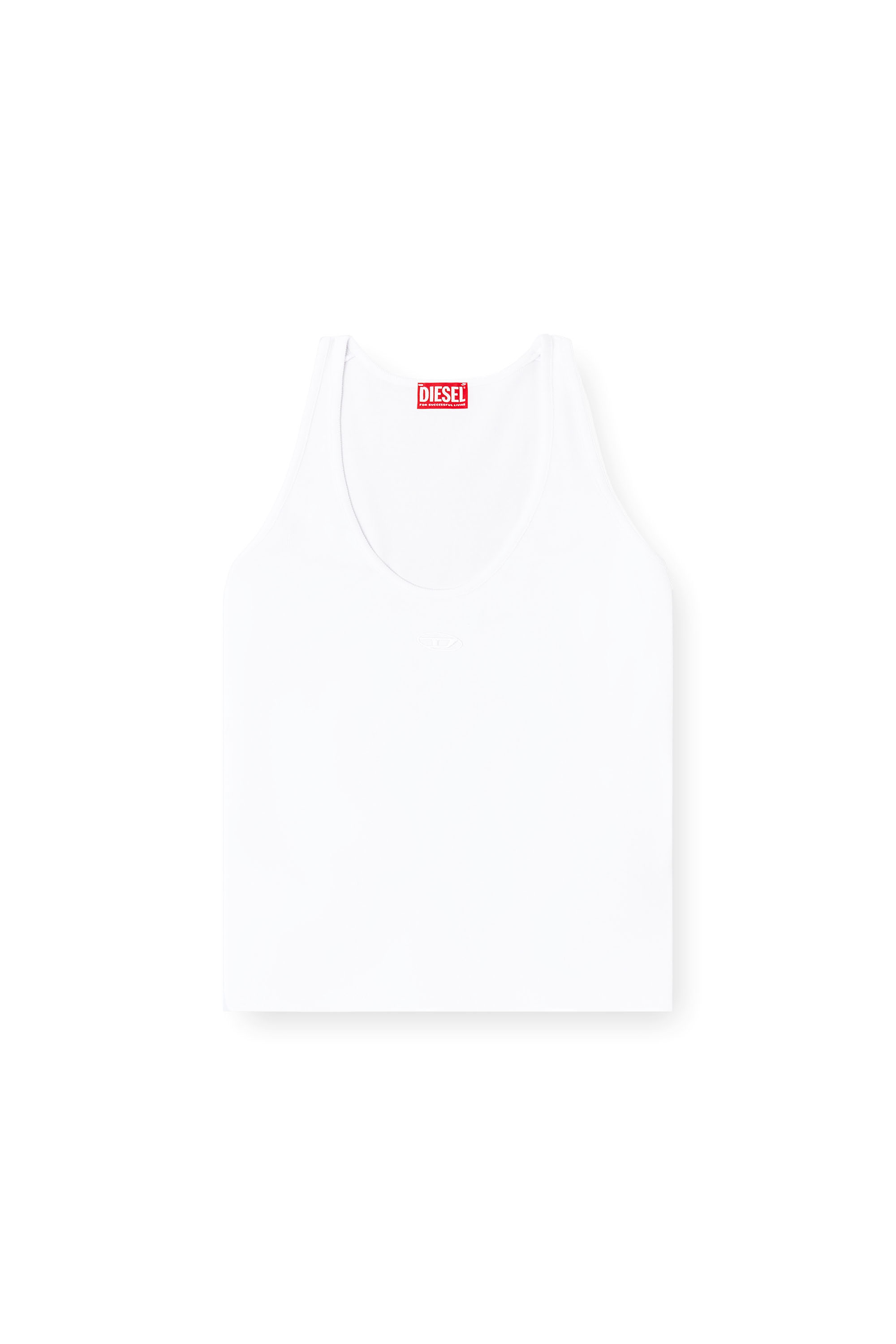 Diesel - T-IPSYA-LKDS, Débardeur côtelé avec Oval D Femme in Blanc - 3
