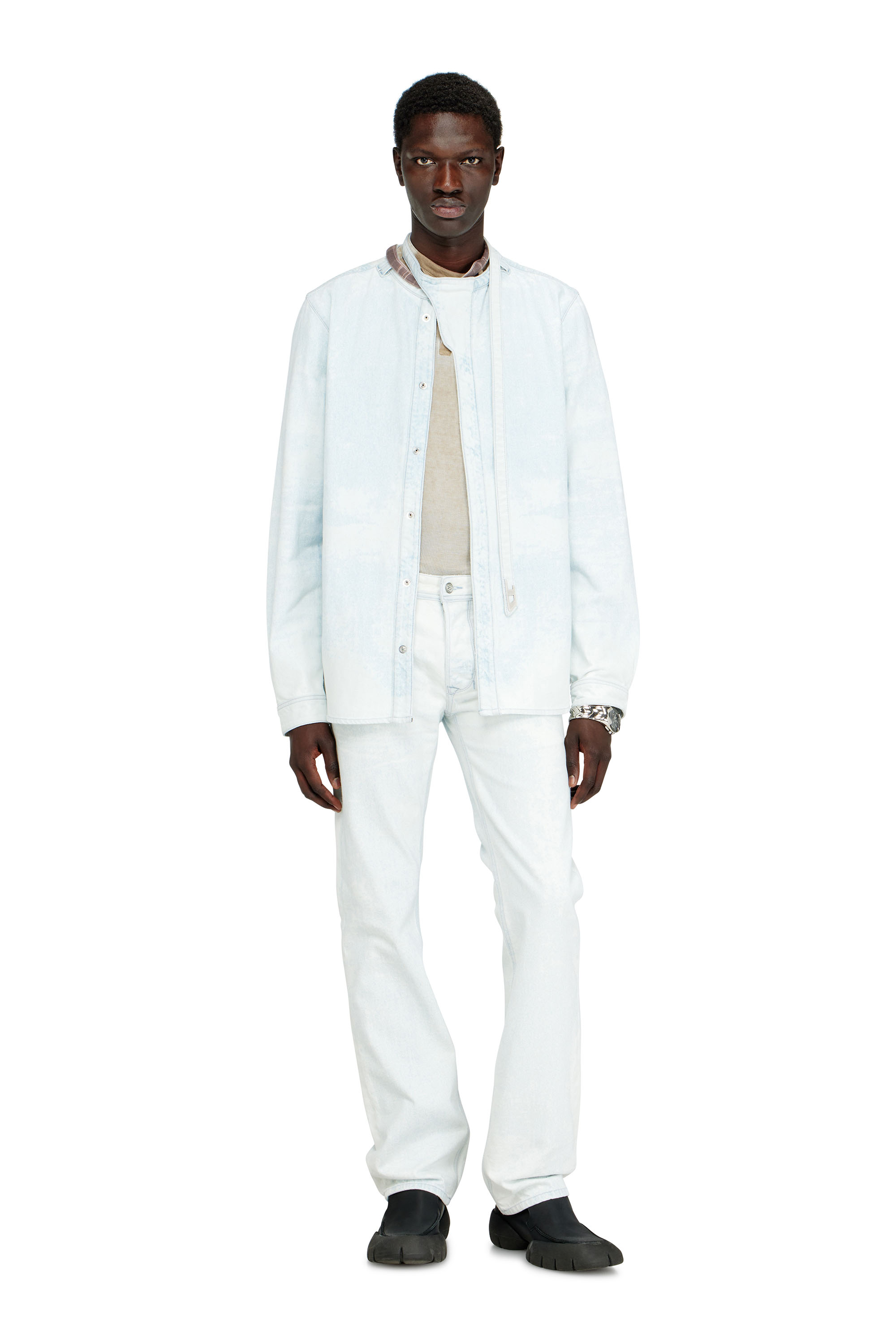 Diesel - D-TYLLAR-FSI, Chemise en denim satin bleu glac&eacute; Homme in Bleu - 2